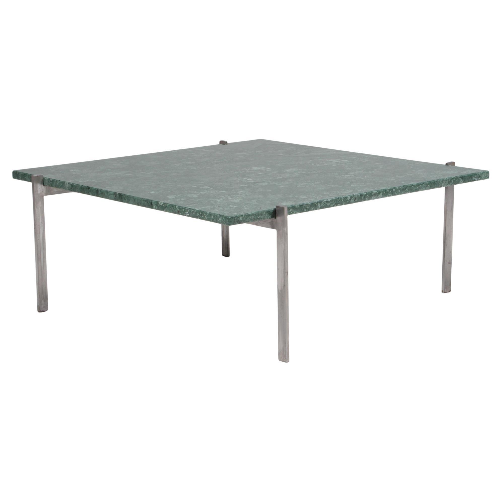 Poul Kjærholm coffee table in steel and green marble. Fritz Hansen