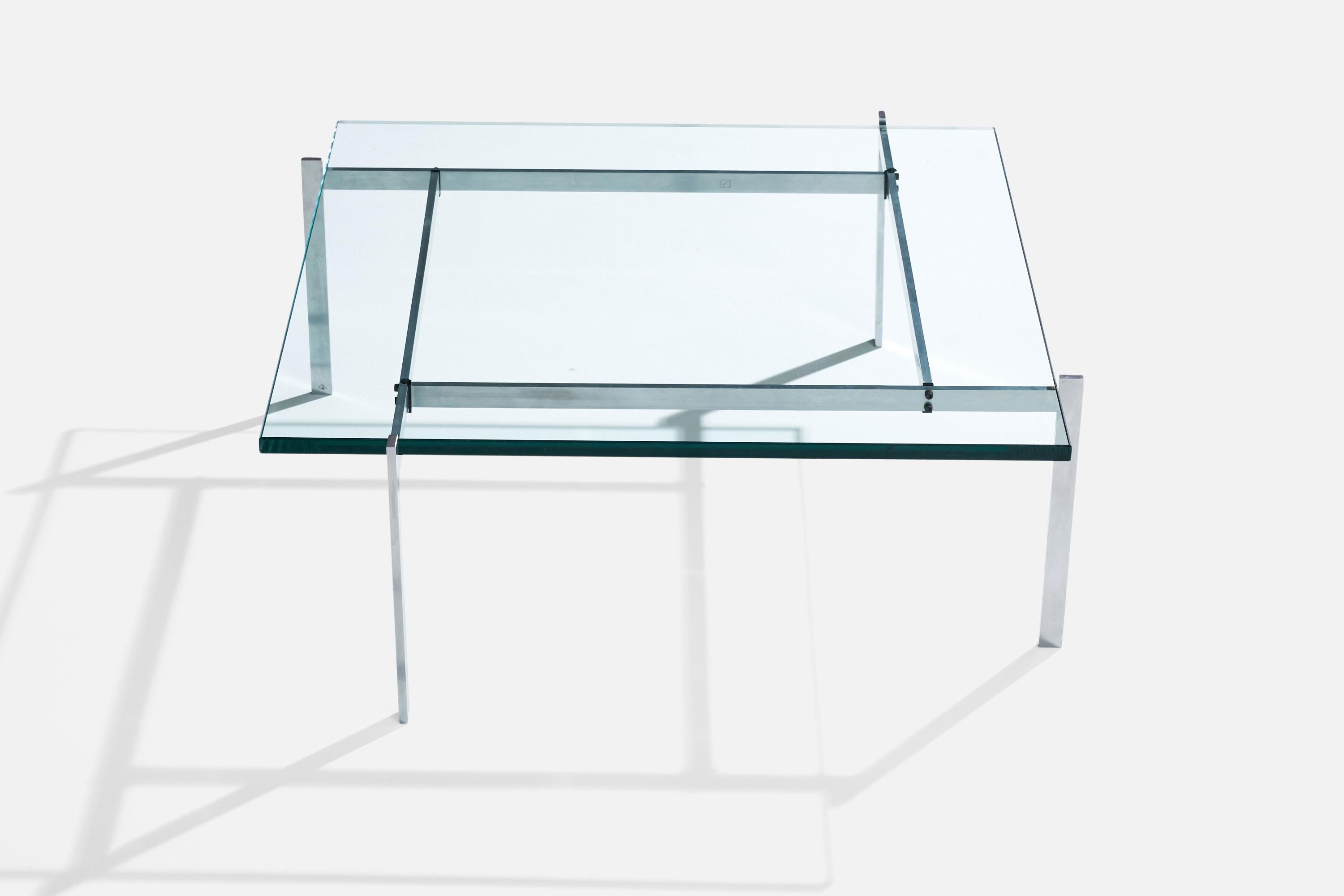 Poul Kjærholm, Couchtisch, Stahl, Glas, Dänemark, 1960er Jahre (Skandinavische Moderne) im Angebot