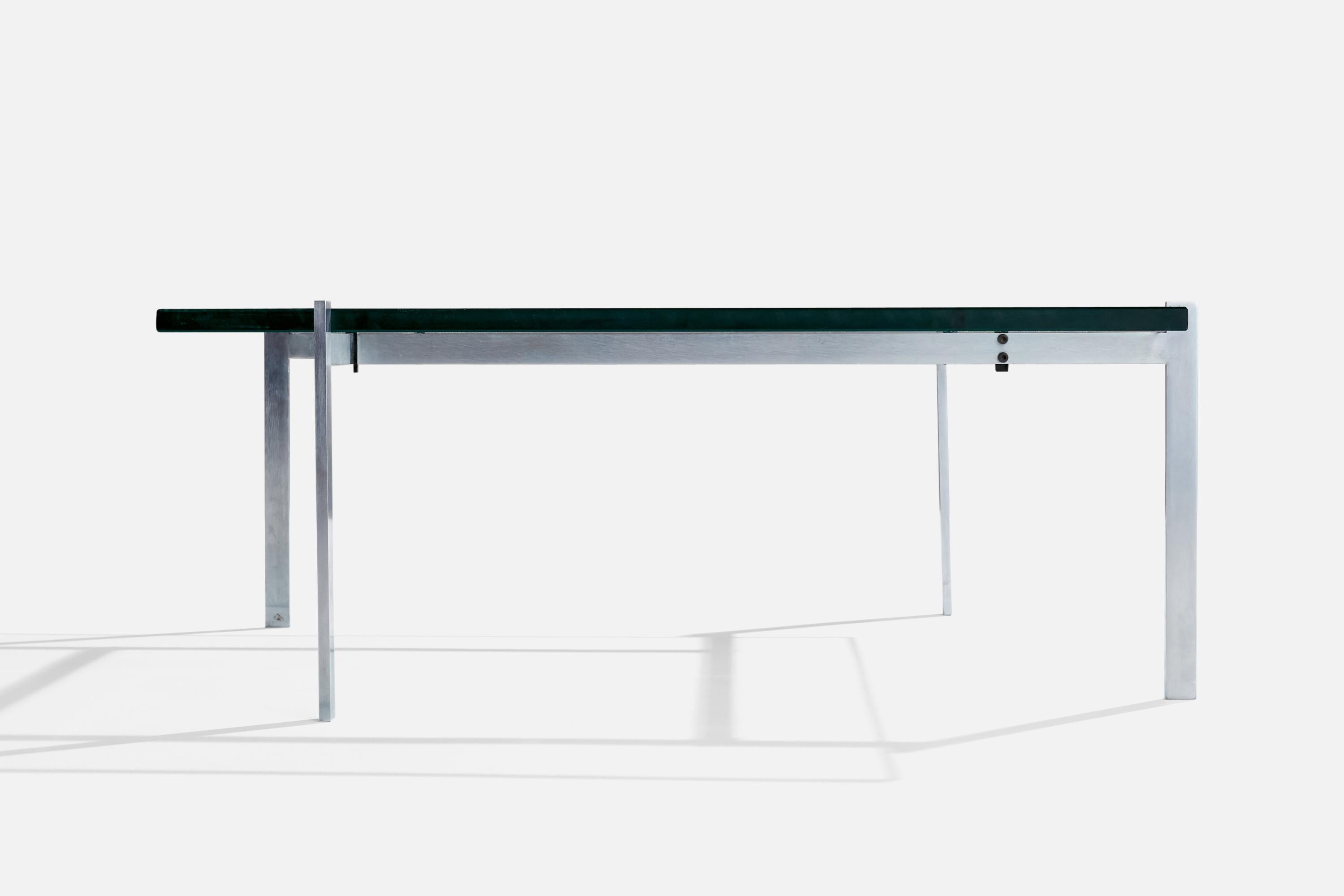 Poul Kjærholm, Couchtisch, Stahl, Glas, Dänemark, 1960er Jahre (Dänisch) im Angebot