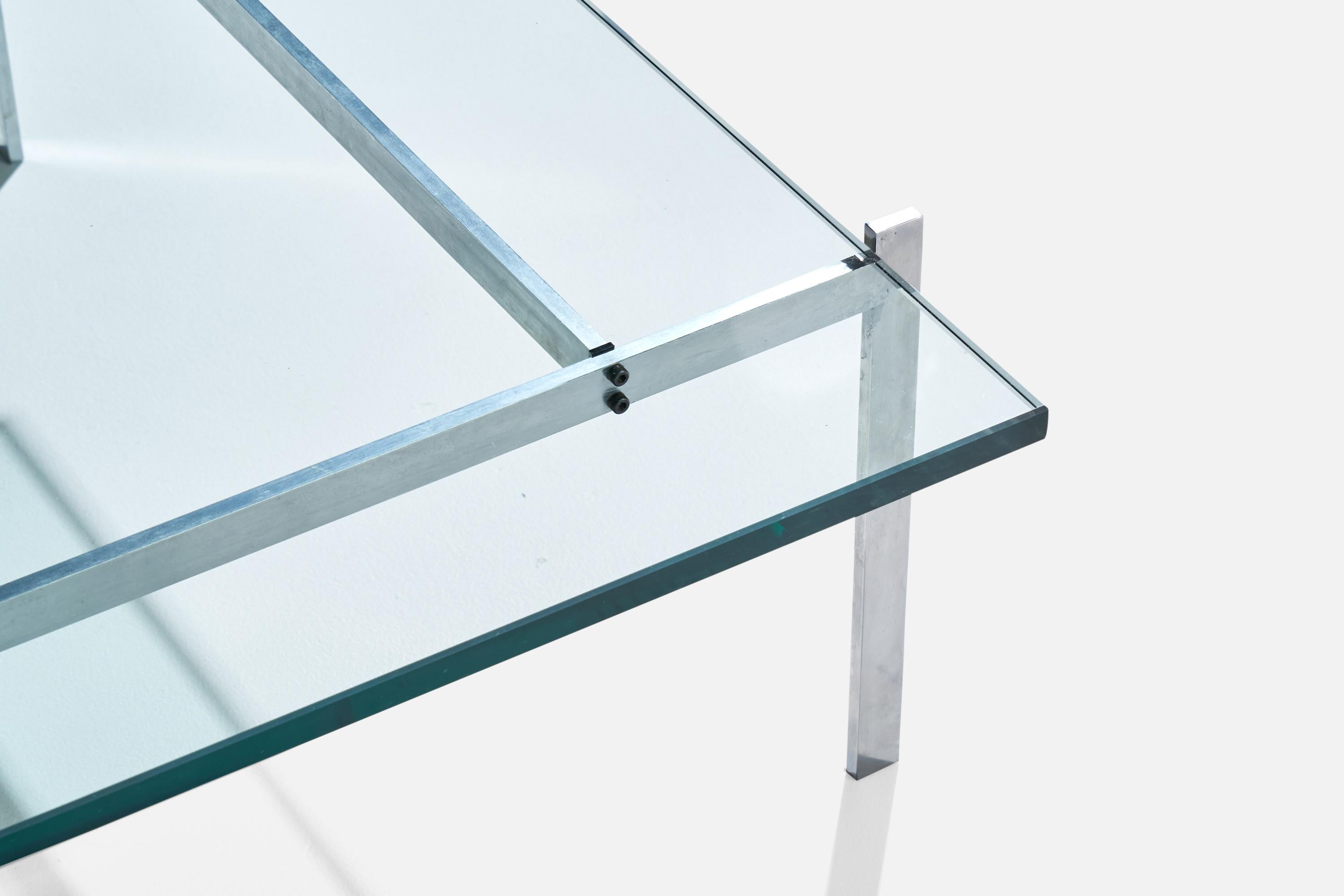 Poul Kjærholm, Couchtisch, Stahl, Glas, Dänemark, 1960er Jahre (Mitte des 20. Jahrhunderts) im Angebot