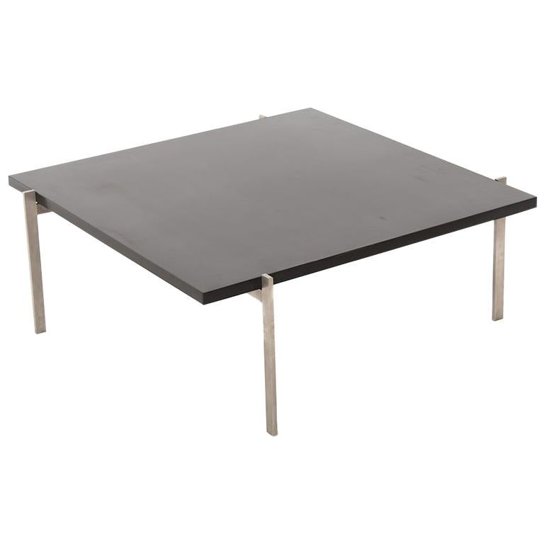  Table PK61 en ardoise et acier inoxydable de Poul Kjerholm pour Fritz Hansen