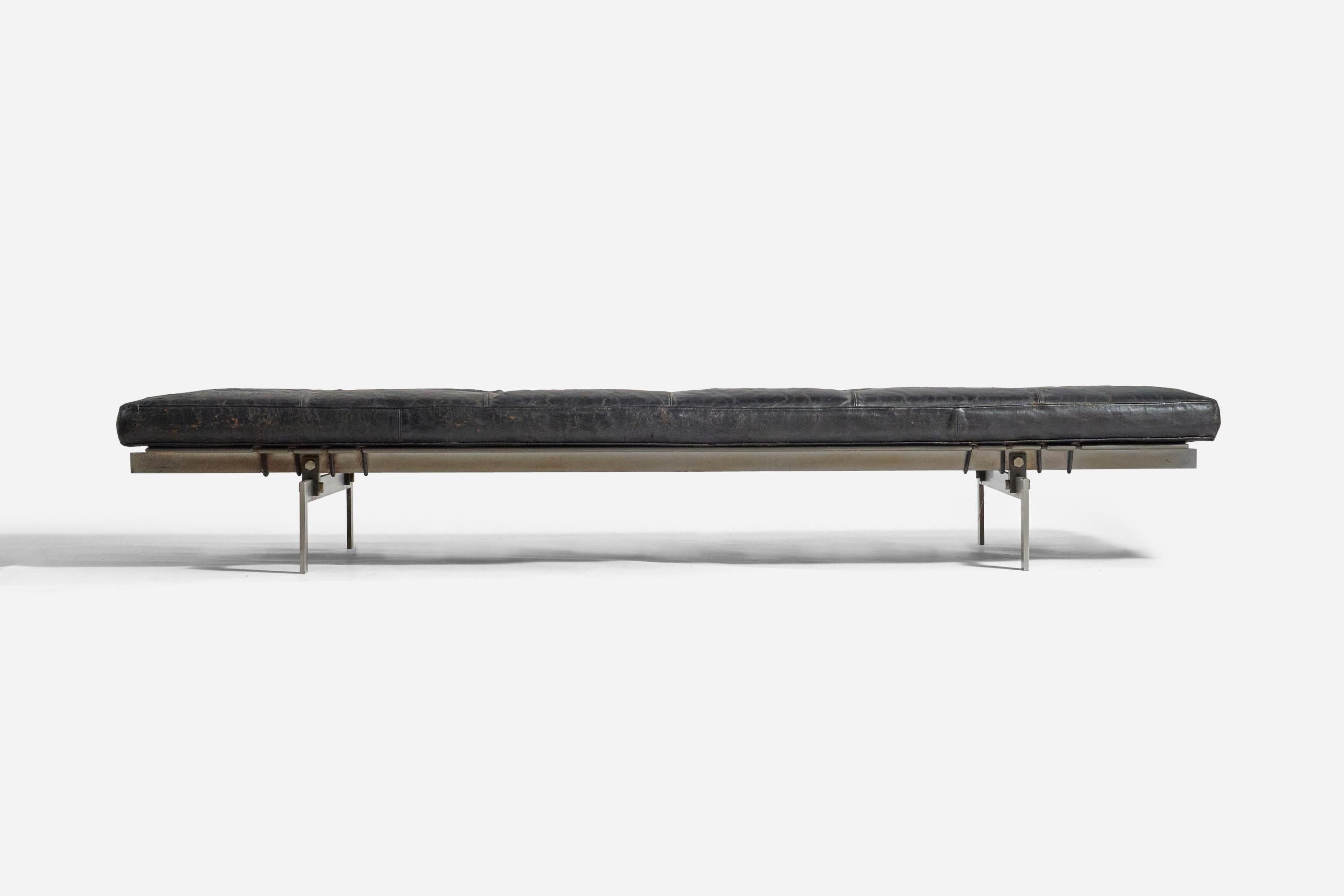 Mid-Century Modern Poul Kjaerholm, Daybed, Leather, Steel, Plywood, E Kold Christensen, 1960s For Sale