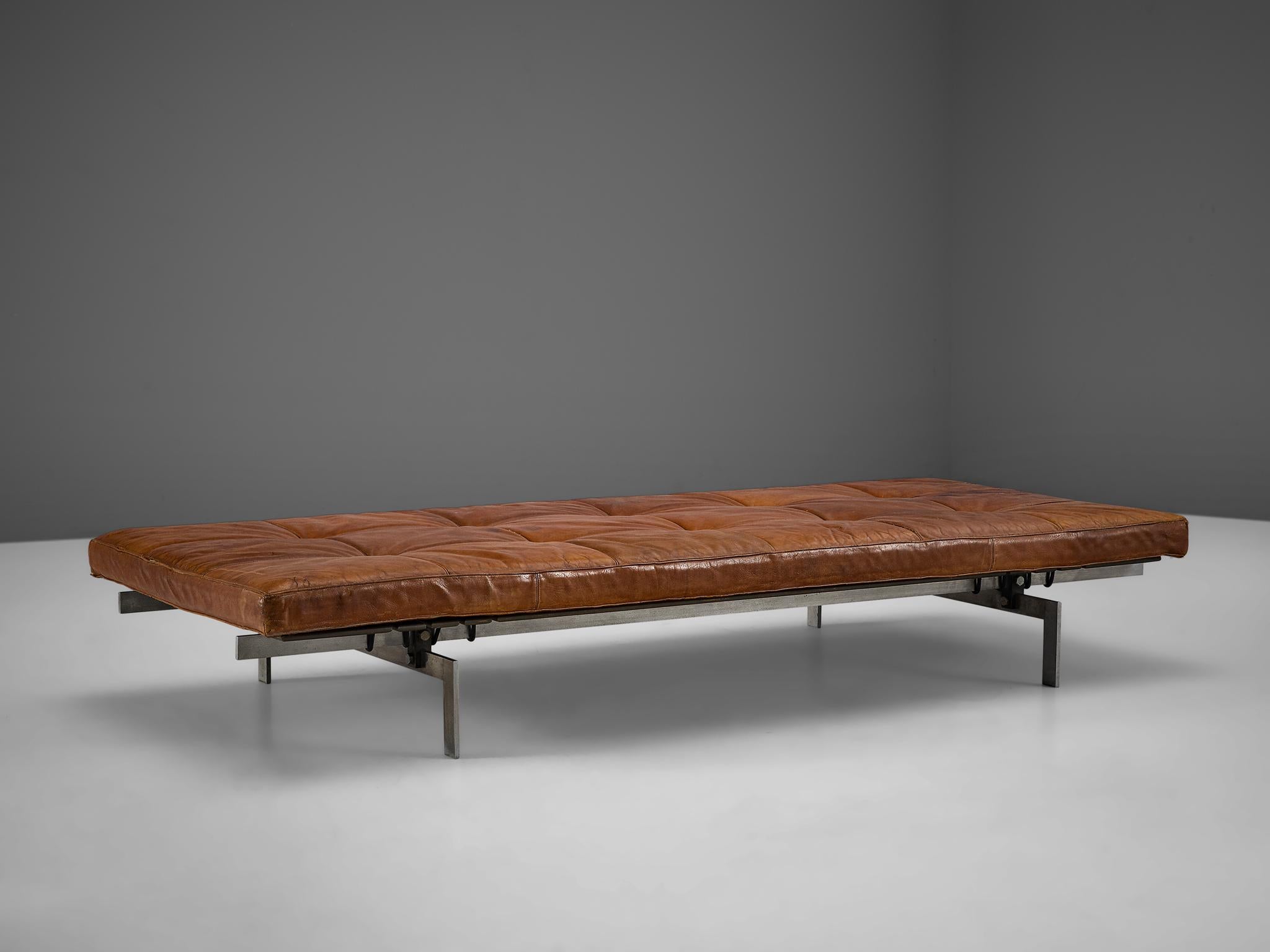 Danish Poul Kjærholm Daybed Pk80 in Patinated Cognac Leather