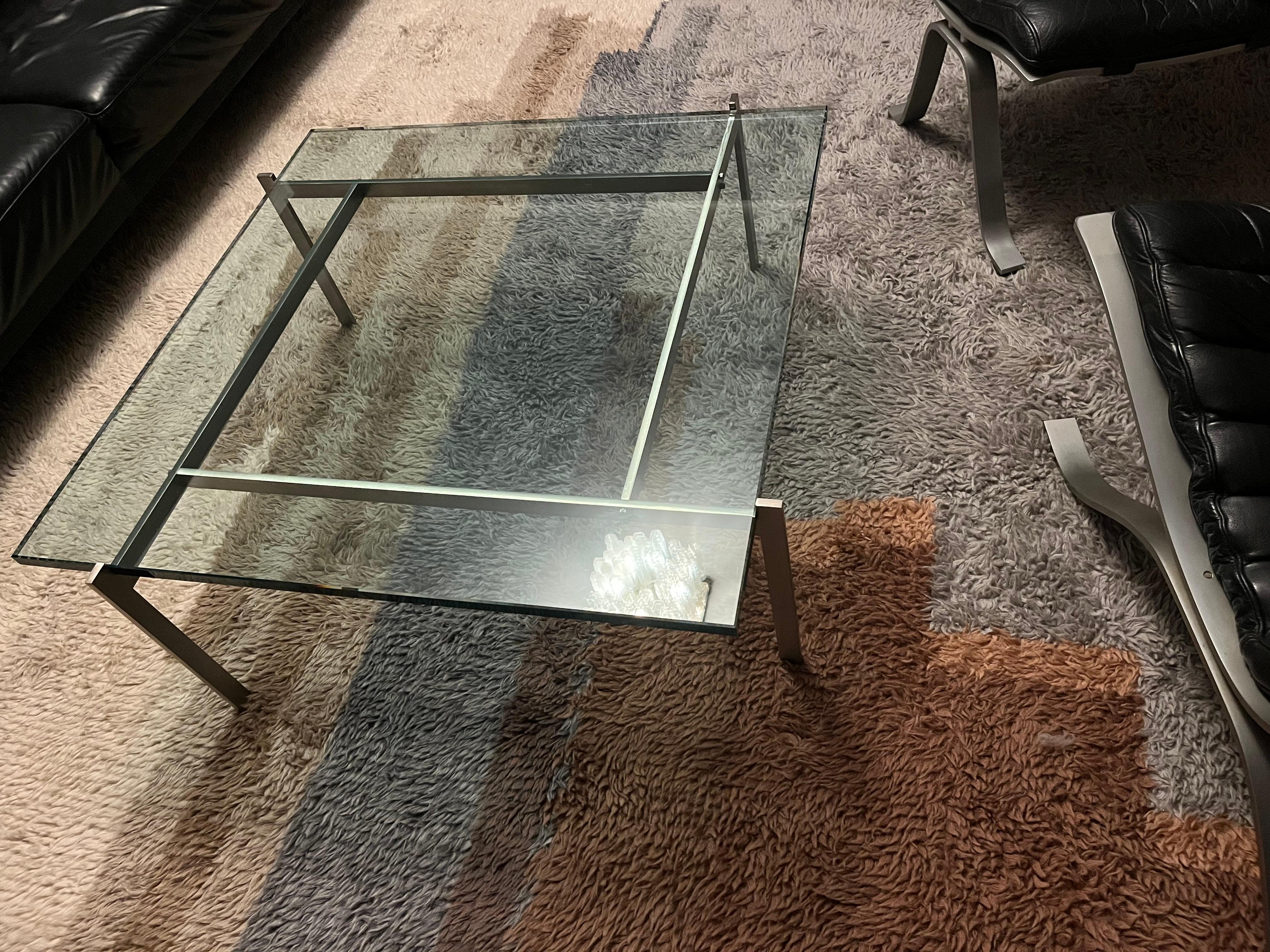 Poul Kjærholm E. Kold PK61 Tisch Stahlrahmen mit Glasplatte, Dänemark 1975 im Angebot 6