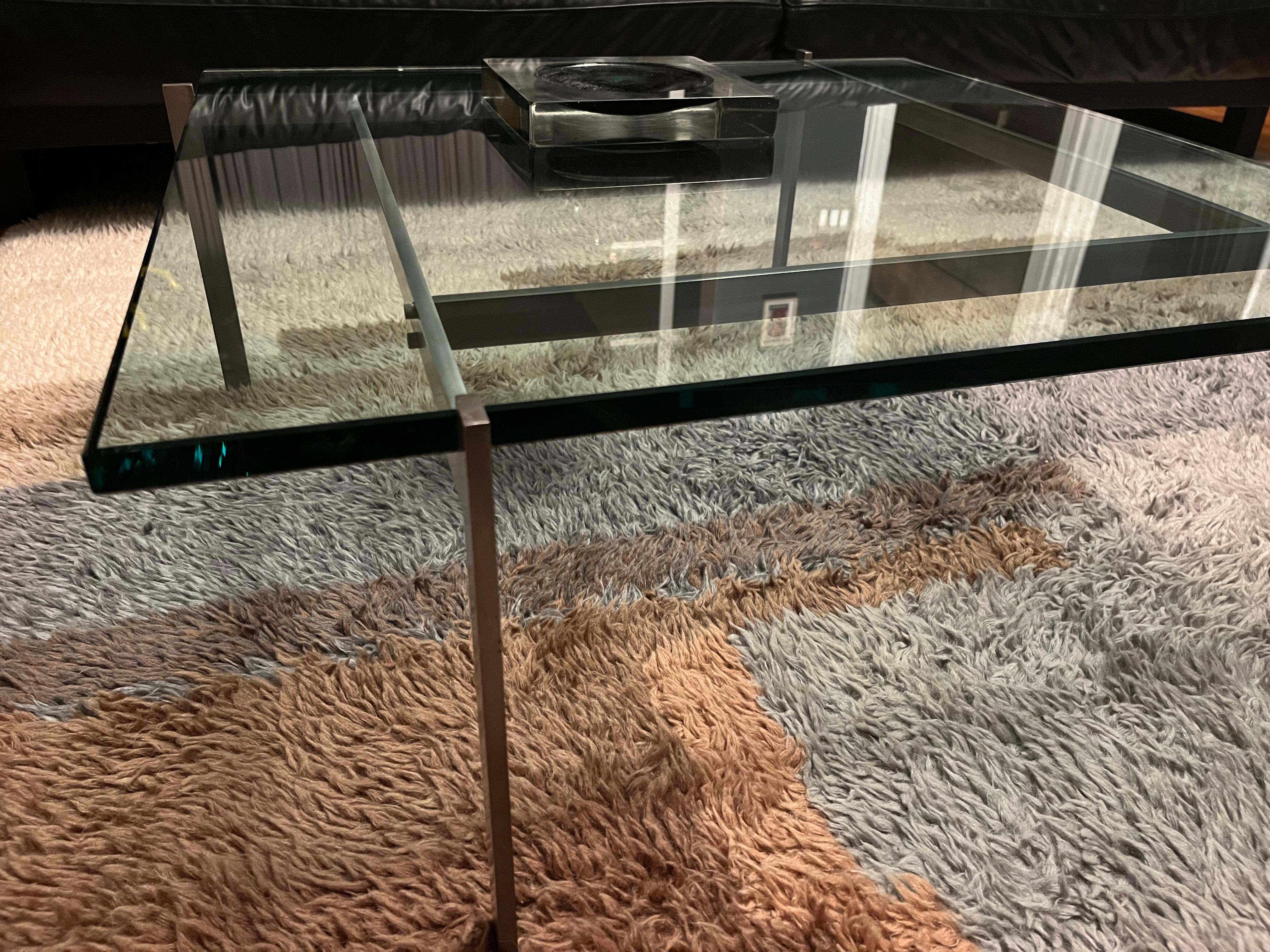 Poul Kjærholm E. Kold PK61 Tisch Stahlrahmen mit Glasplatte, Dänemark 1975 (Moderne der Mitte des Jahrhunderts) im Angebot