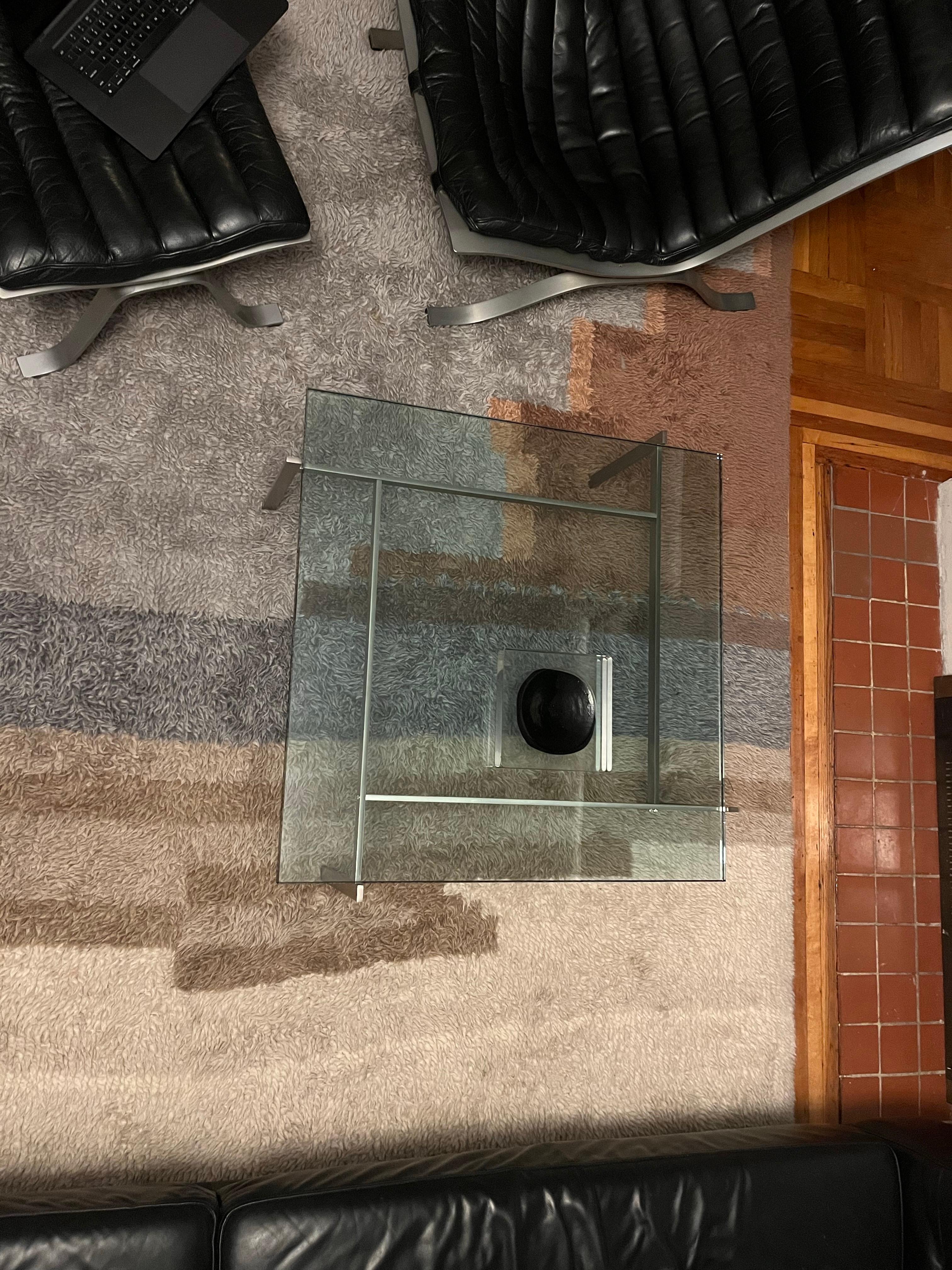 Poul Kjærholm E. Kold PK61 Tisch Stahlrahmen mit Glasplatte, Dänemark 1975 im Angebot 1