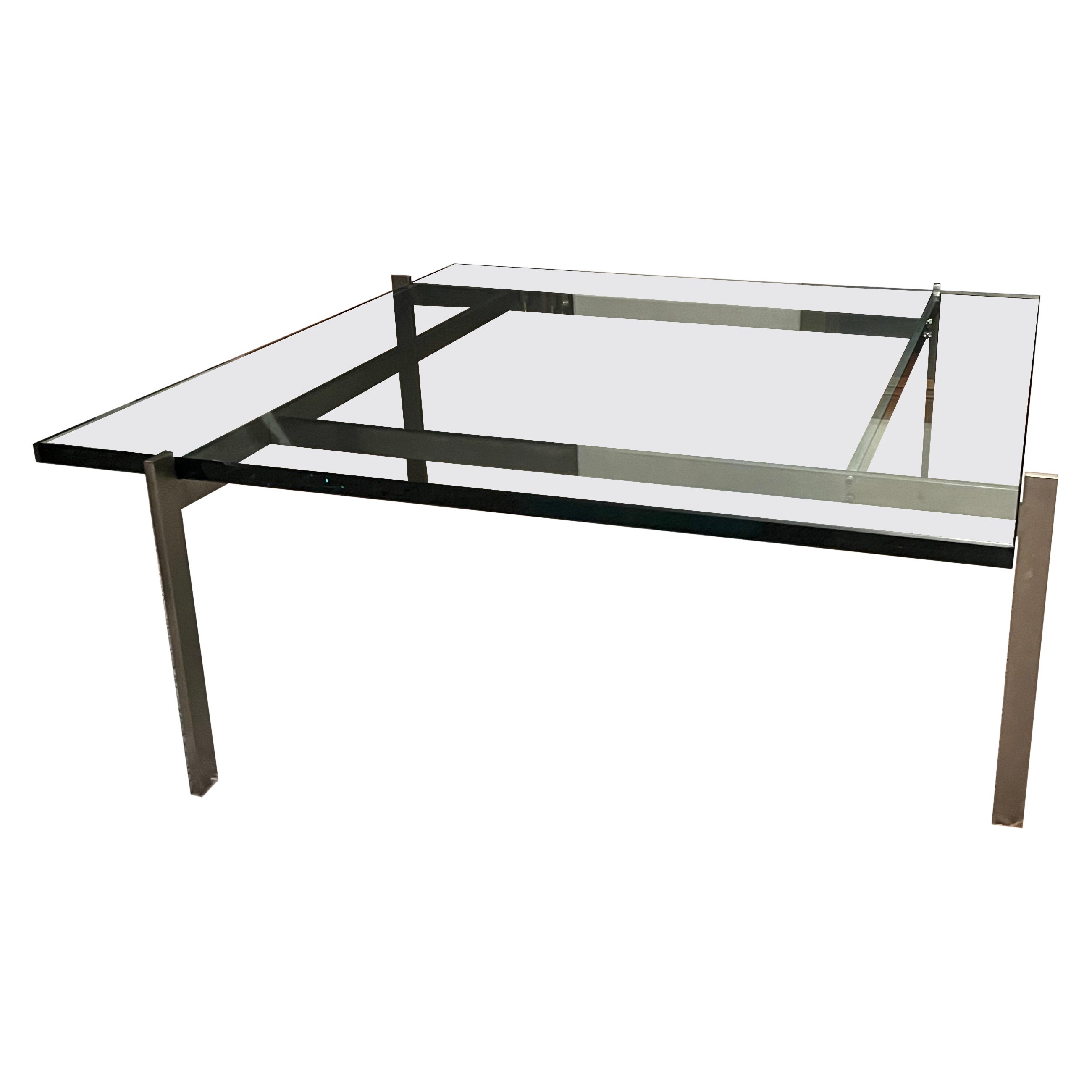 Poul Kjærholm E. Kold PK61 Tisch Stahlrahmen mit Glasplatte, Dänemark 1975 im Angebot