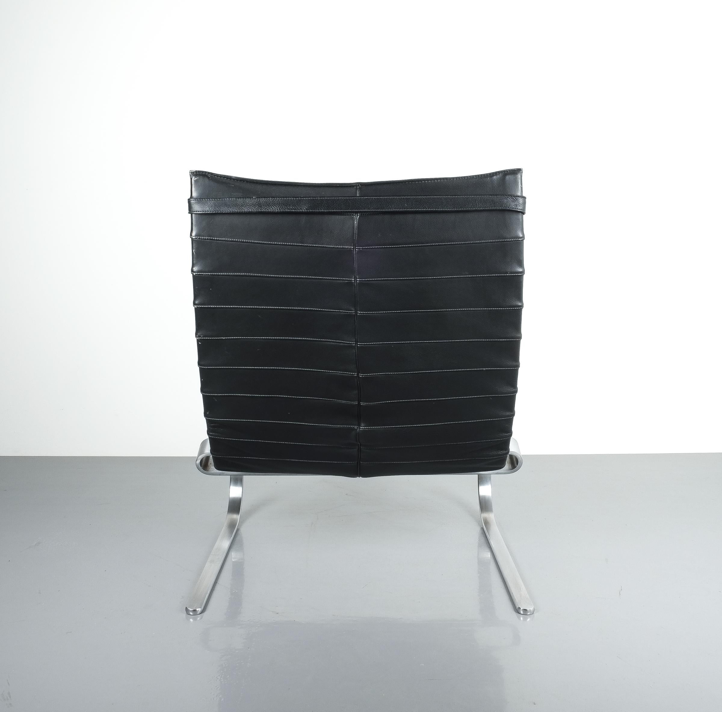 Italian Poul Kjærholm Early Fritz Hansen PK20 Lounge Chair in Black Leather, 1987