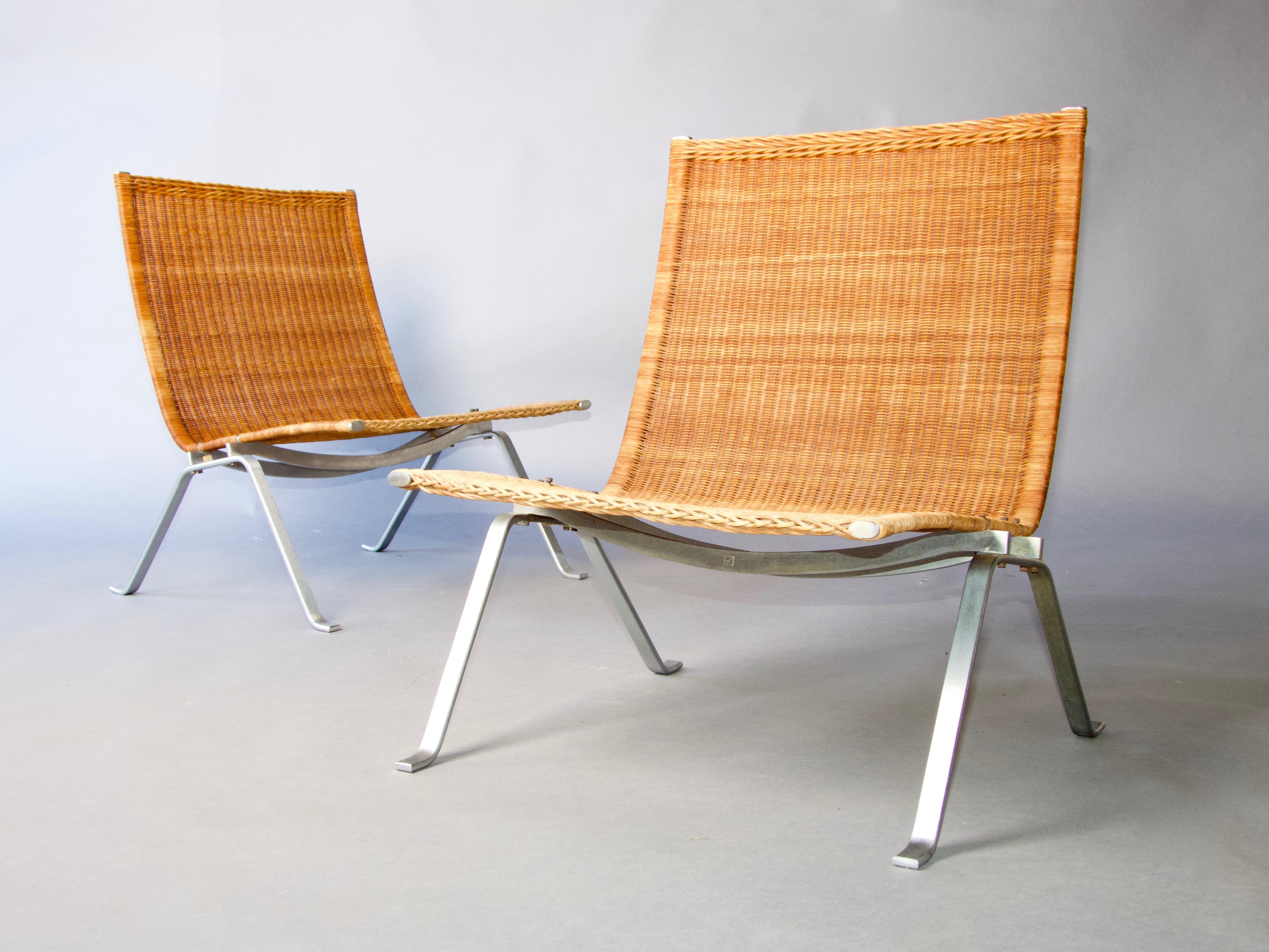 Poul Kjærholm Easy Chairs Model PK-22 Produced by E. Kold Christensen in Denmark In Good Condition In grand Lancy, CH