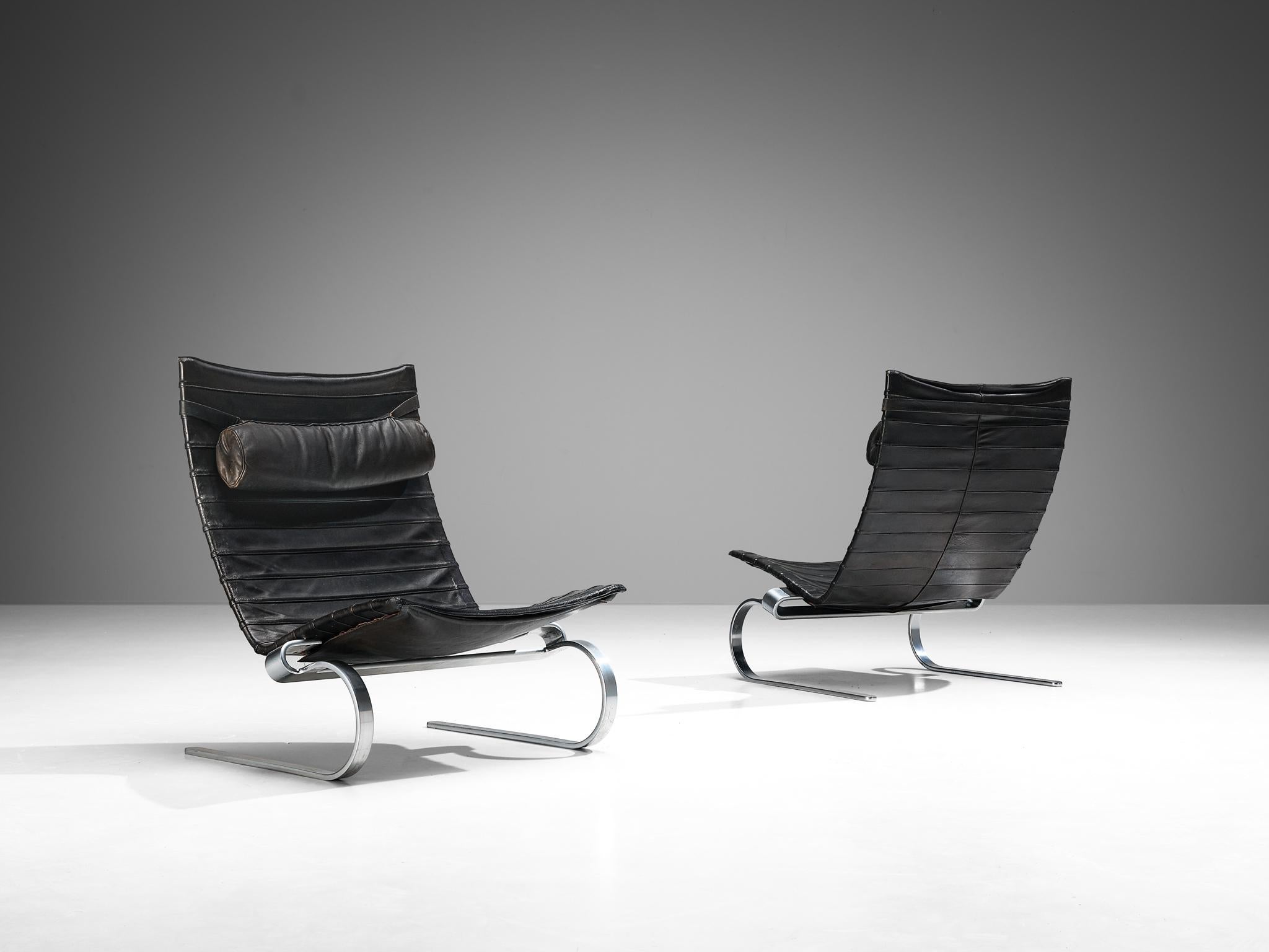 Poul Kjærholm for E. Kold Christensen, pair of lounge chairs model 'PK20', leather, chrome-plated steel, Denmark, 1968

A highly modern design that embraces clear lines and curvaceous shapes. A cantilever chair is all about ease and comfort as it