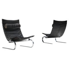 Poul Kjærholm for E. Kold Christensen Pair of 'PK20' Lounge Chairs in Leather