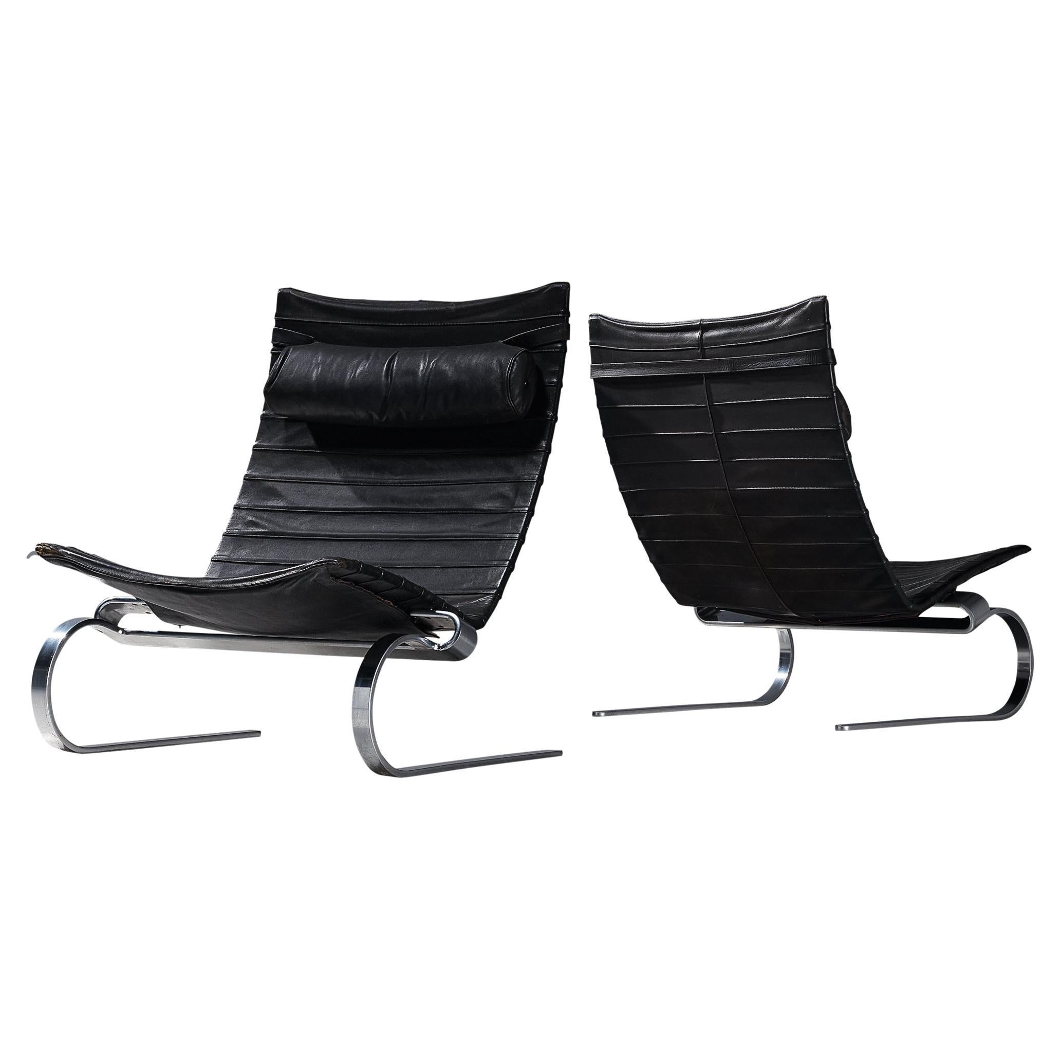Poul Kjærholm for E. Kold Christensen Pair of 'PK20' Lounge Chairs in Leather