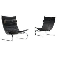 Vintage Poul Kjærholm for E. Kold Christensen Pair of 'PK20' Lounge Chairs in Leather