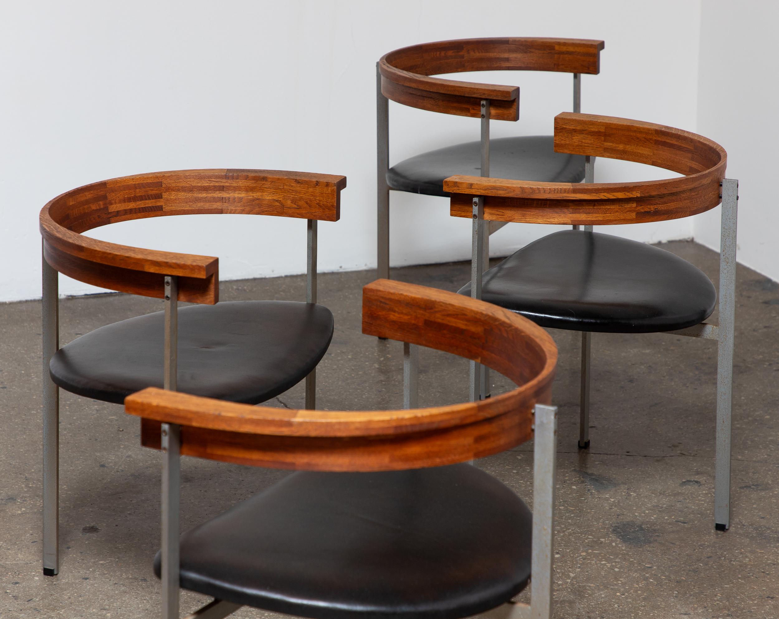 Danish Poul Kjærholm for E. Kold Christensen PK 11 Armchairs in Original Black Leather For Sale
