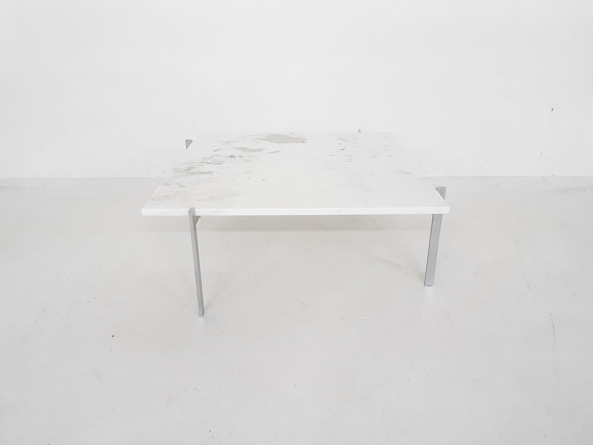Métal Table basse en marbre Statuario PK61 de Poul Kjaerholm pour E. Kold Christensen en vente