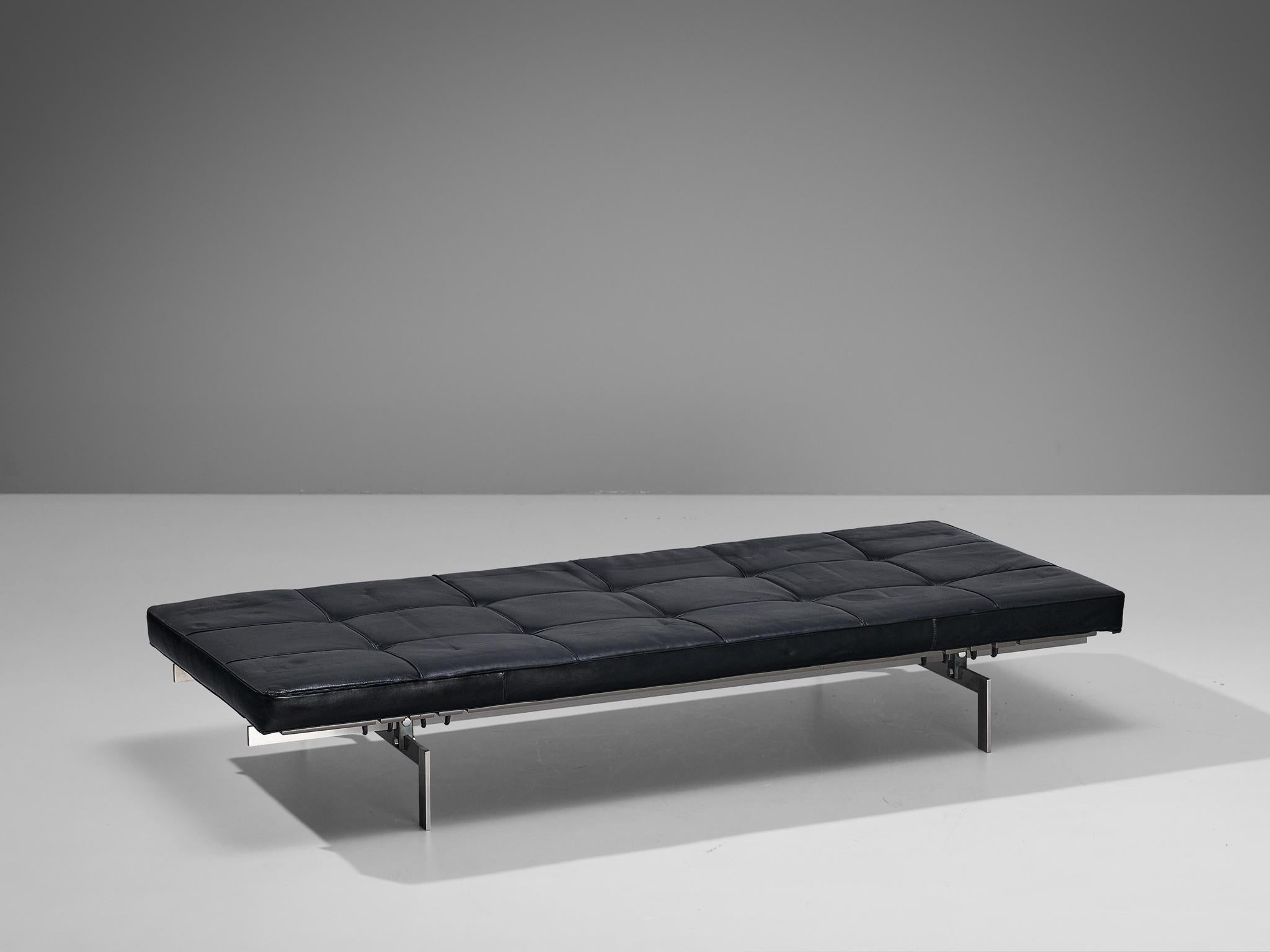 Poul Kjærholm for E. Kold Christensen, PK80 daybed, leather and stainless steel, Denmark, 1957

This stunning, patinated PK80 daybed is designed by Poul Kjaerholm in 1957. The chosen materials are typical for Poul Kjaerholm as he embraced Industrial
