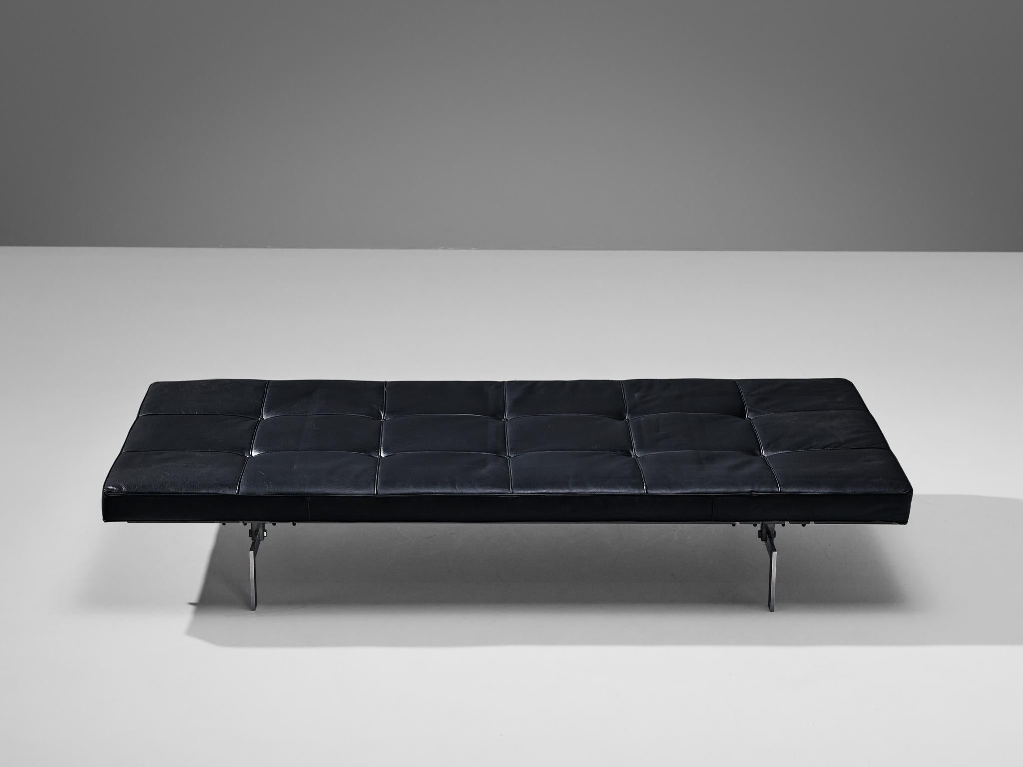 Scandinavian Modern Poul Kjærholm for E. Kold Christensen 'PK80' Daybed in Leather and Steel 