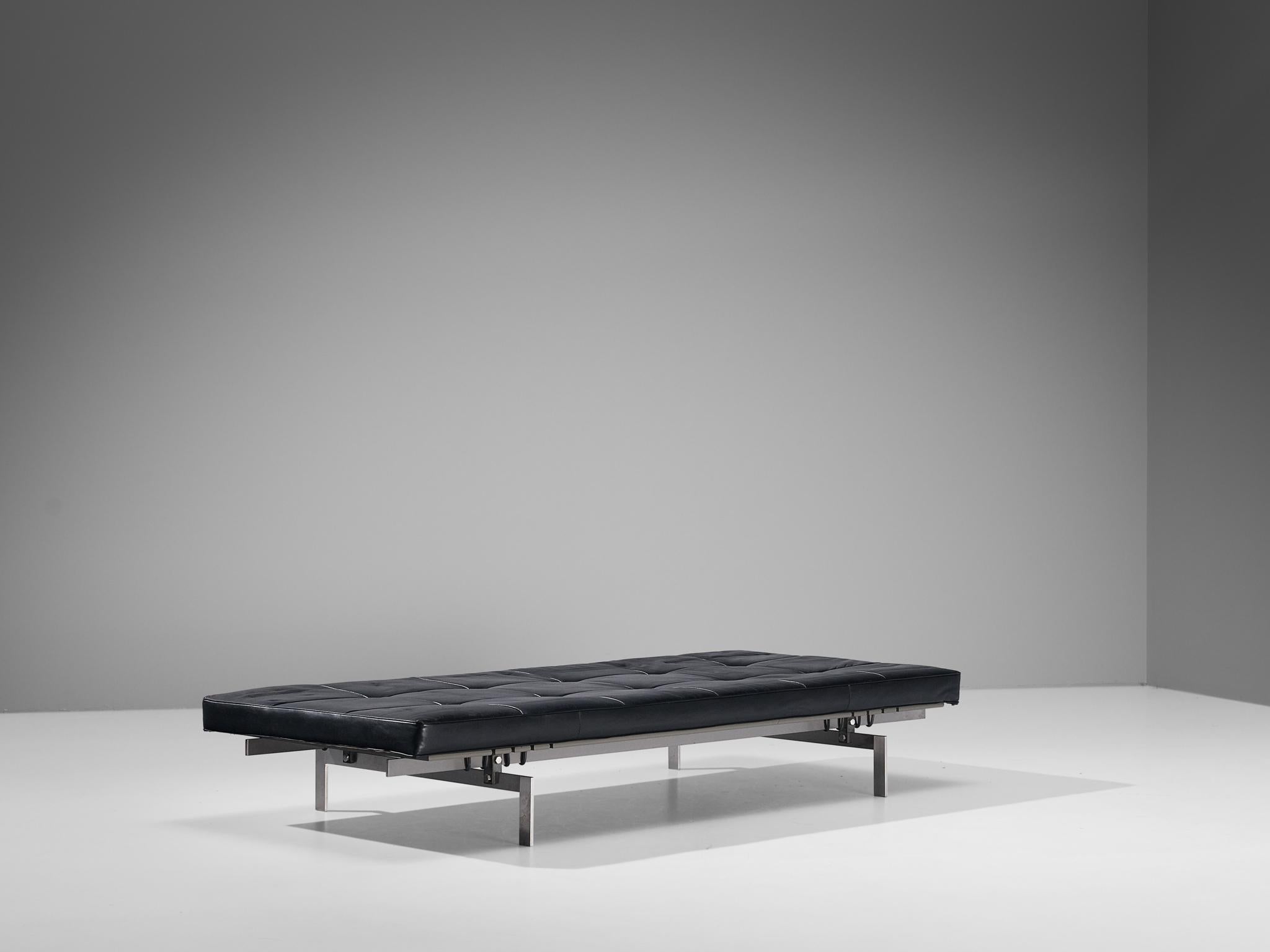 Poul Kjærholm for E. Kold Christensen 'PK80' Daybed in Leather and Steel  2