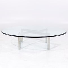 Poul Kjærholm for Fritz Hansen Style Mid Century Chrome and Glass Coffee Table