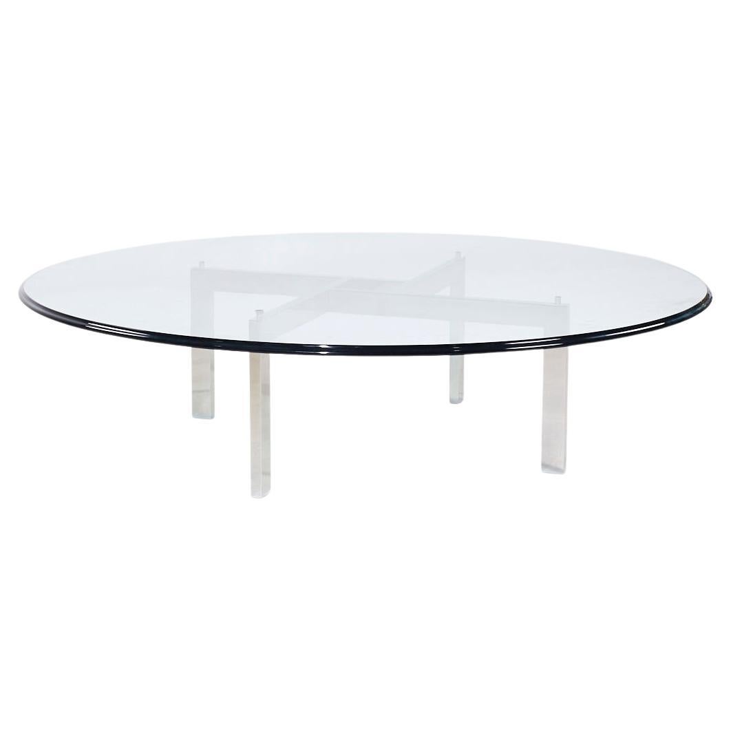 Poul Kjærholm für Fritz Hansen Stil Mid Century Chrom und Glas Couchtisch