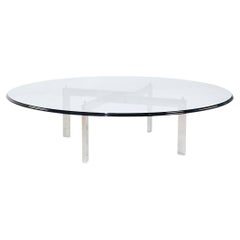 Poul Kjærholm für Fritz Hansen Stil Mid Century Chrom und Glas Couchtisch