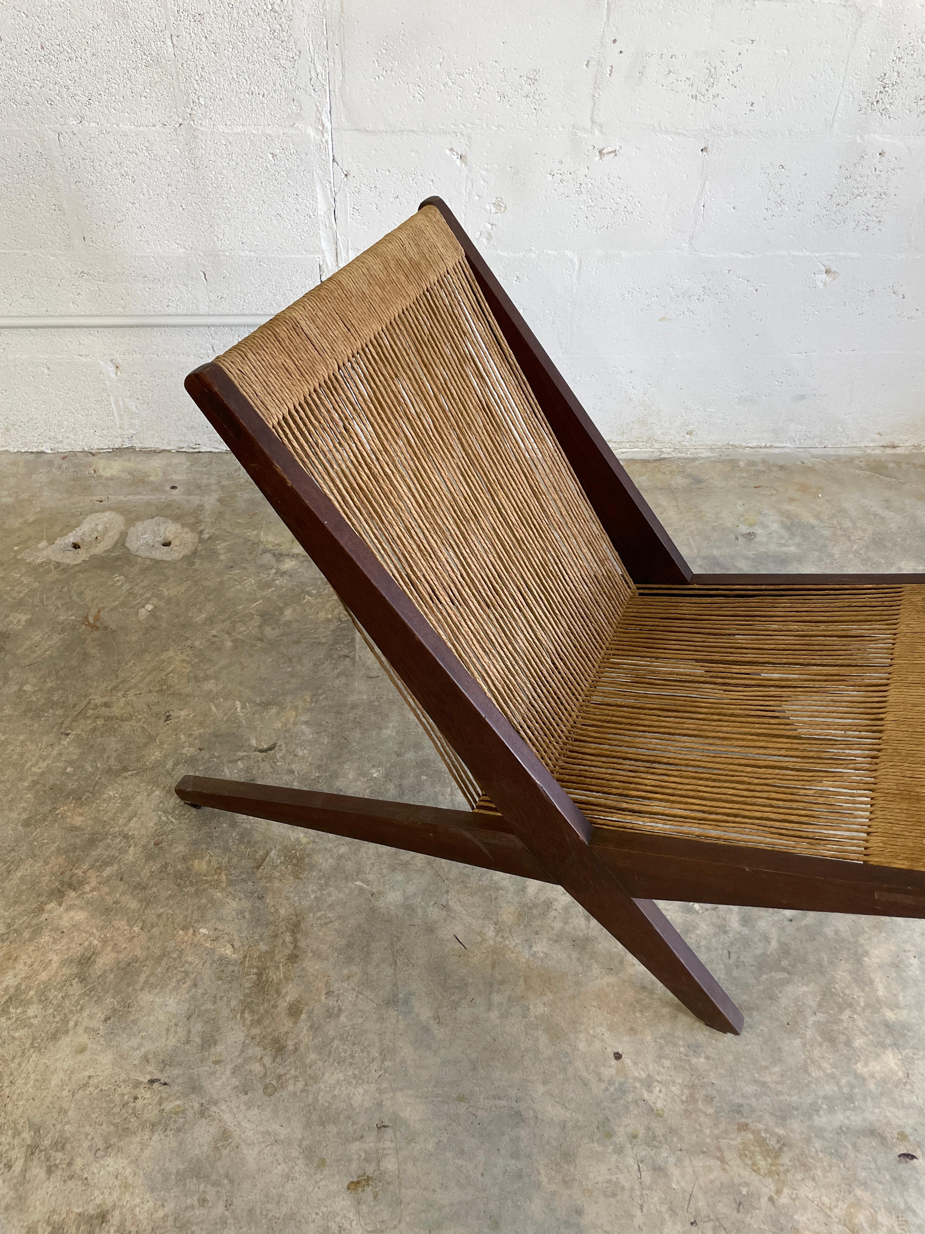 Mid-Century moderno Sedia in corda di Poul Kjaerholm & Jorgen Hoj Attribuito in vendita