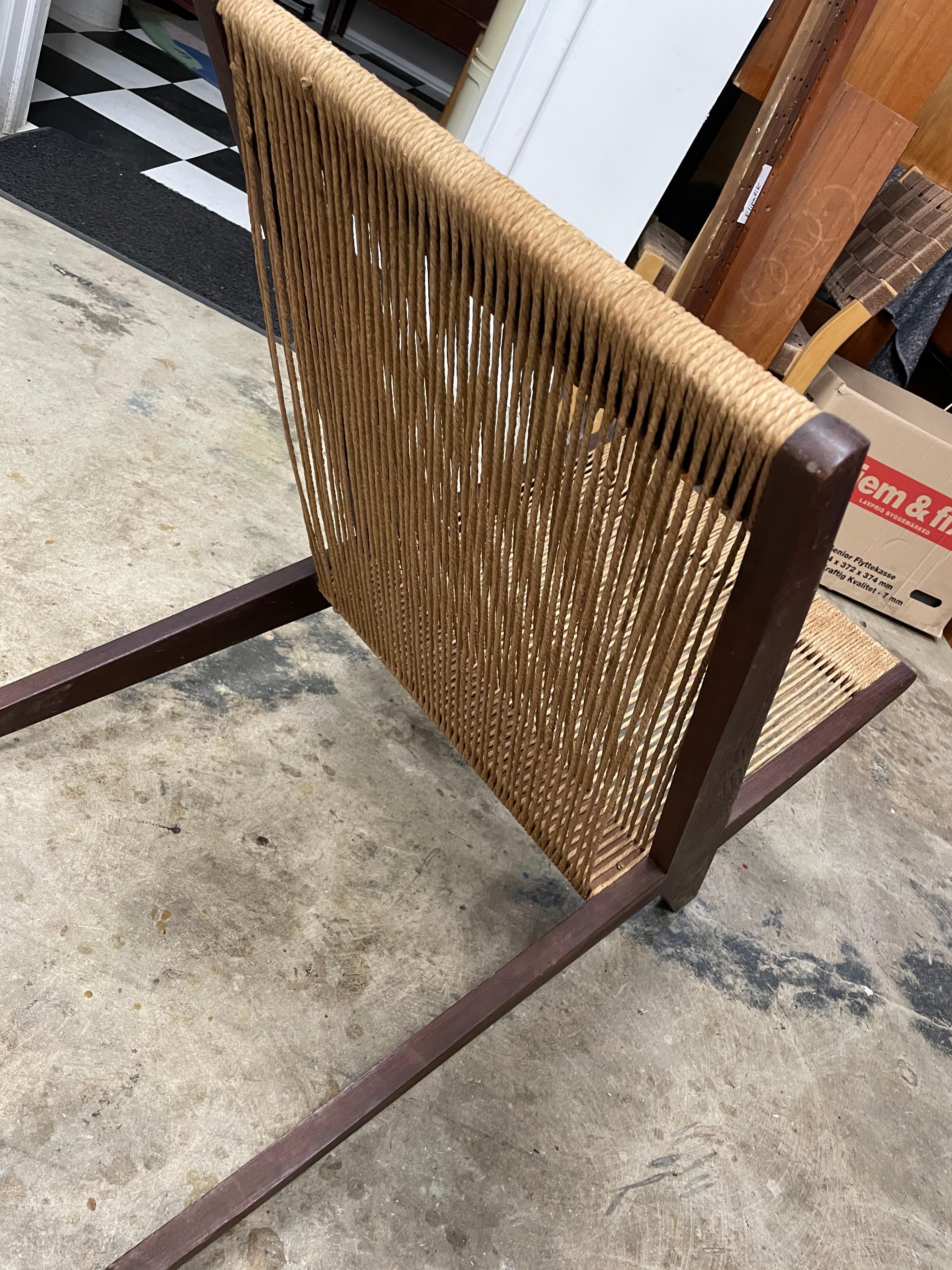 Sedia in corda di Poul Kjaerholm & Jorgen Hoj Attribuito in vendita 1