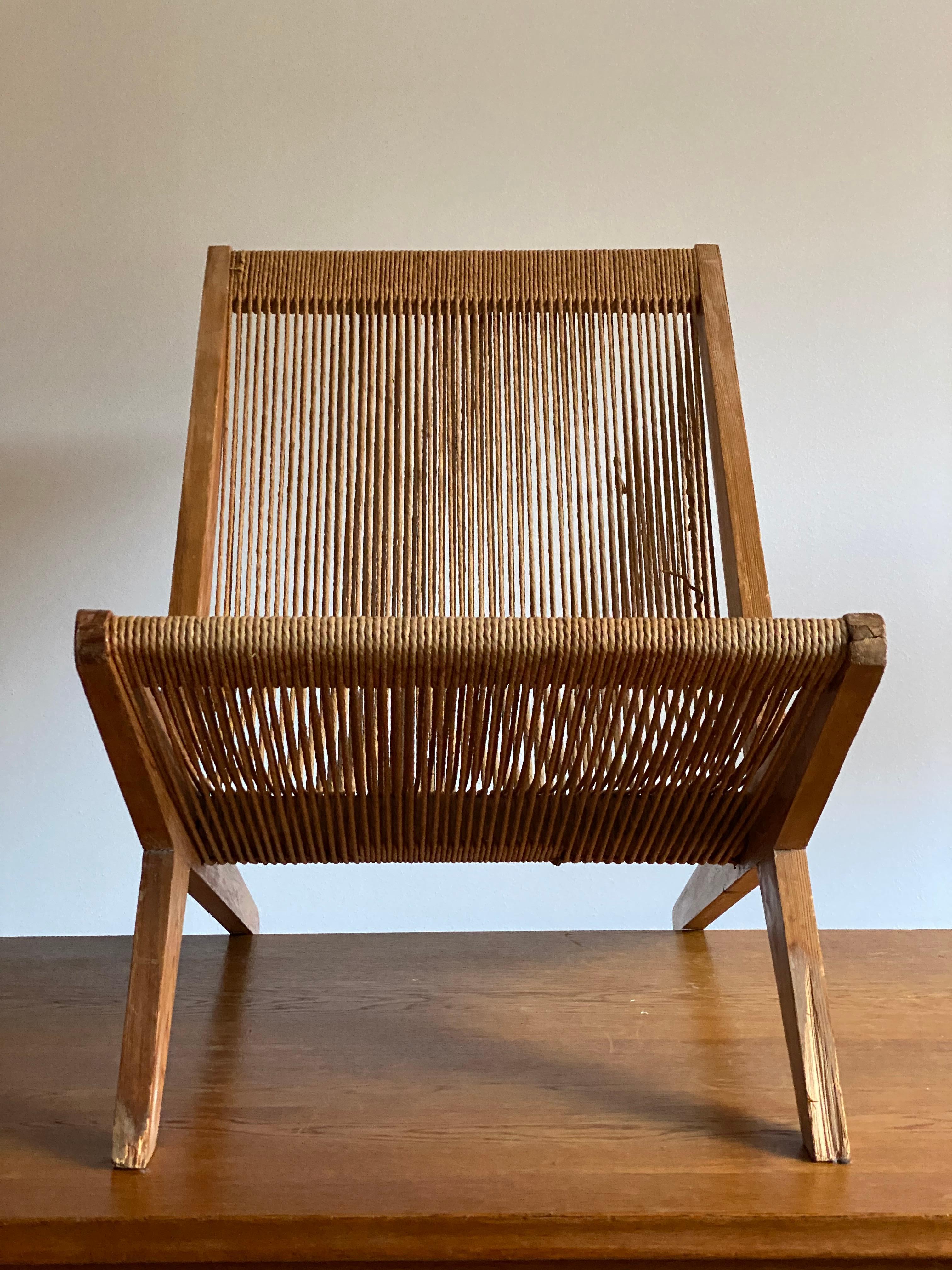 Poul Kjaerholm & Jørgen Høj 'Attribution' Lounge Chair, Pine Rope, Denmark 1960s 8