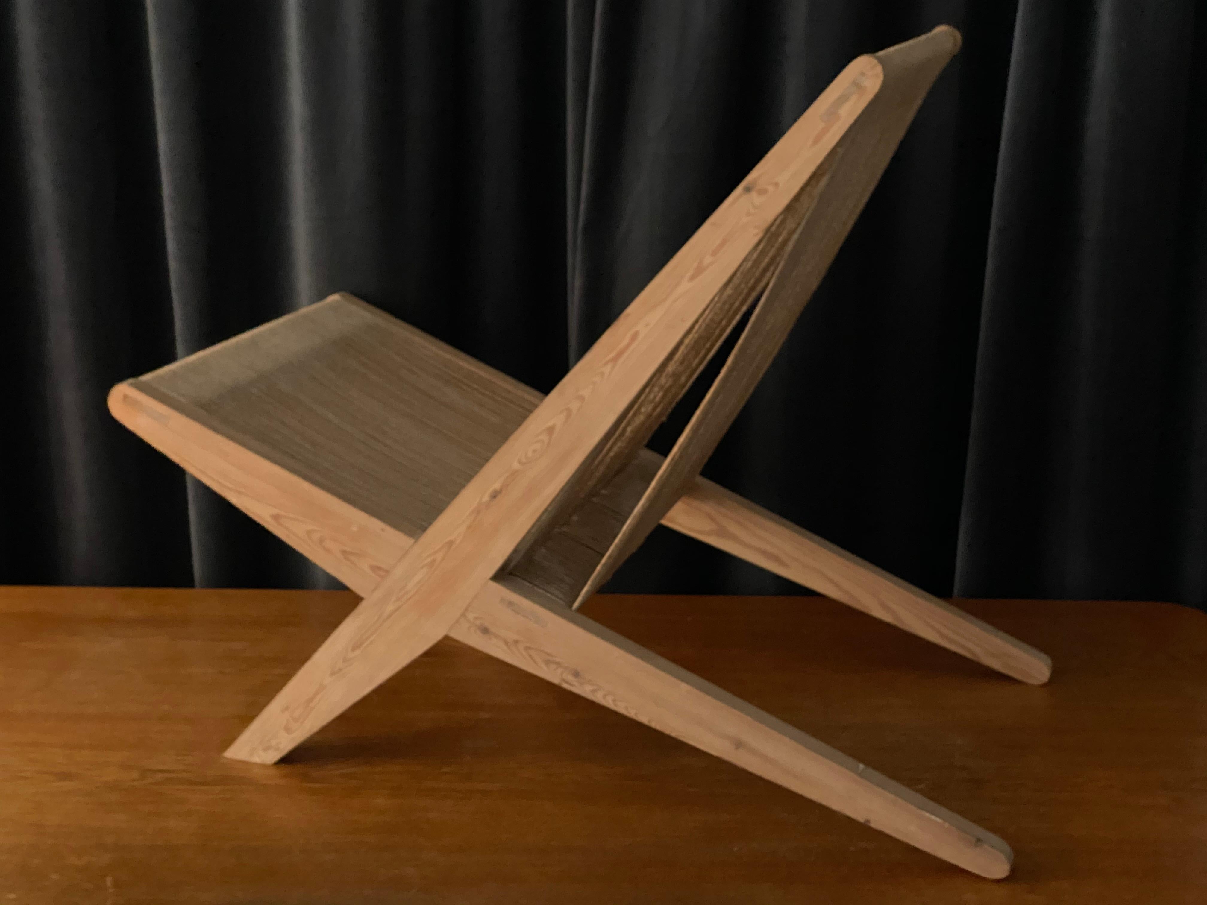 Scandinavian Modern Poul Kjaerholm & Jørgen Høj 'Attribution' Lounge Chair, Pine Rope, Denmark 1960s