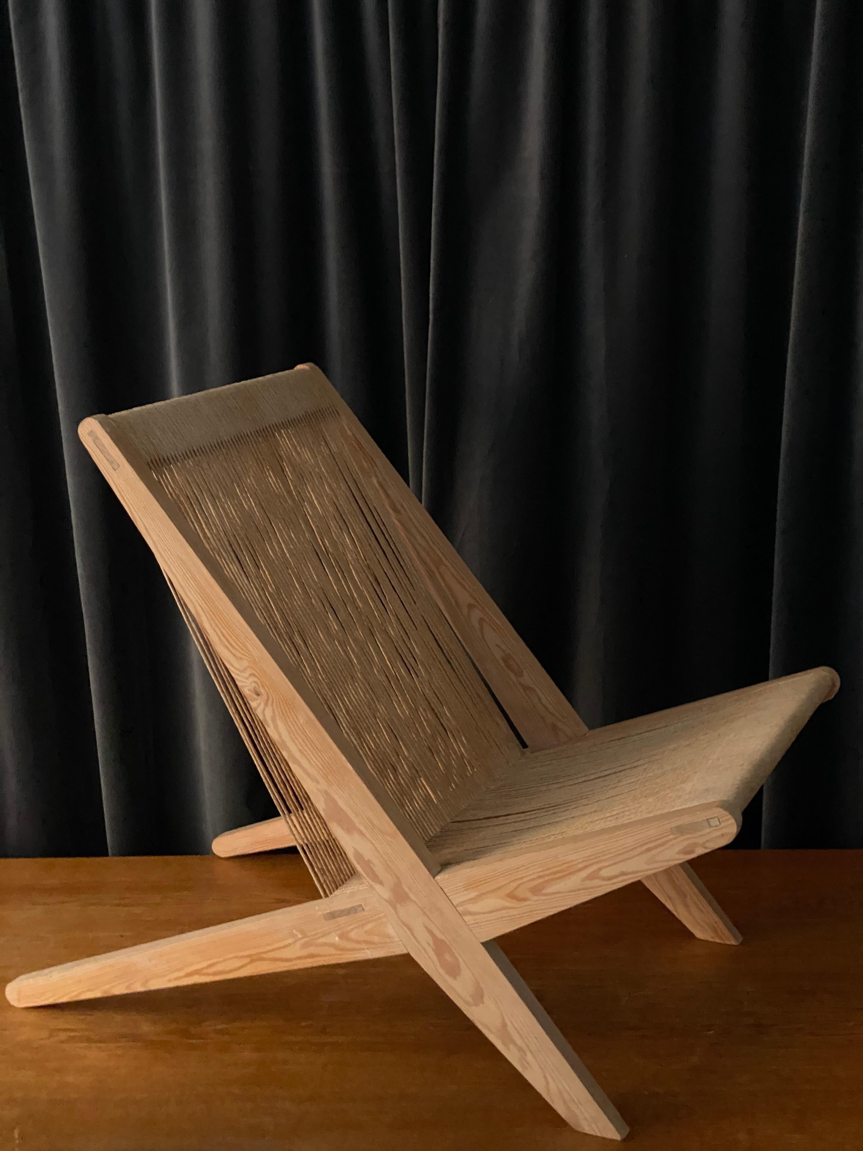 Poul Kjaerholm & Jørgen Høj 'Attribution' Lounge Chair, Pine Rope, Denmark 1960s In Good Condition In High Point, NC