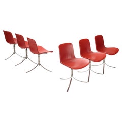 Poul Kjaerholm model "PK9" dining chairs in cognac leather for Fritz Hansen DK