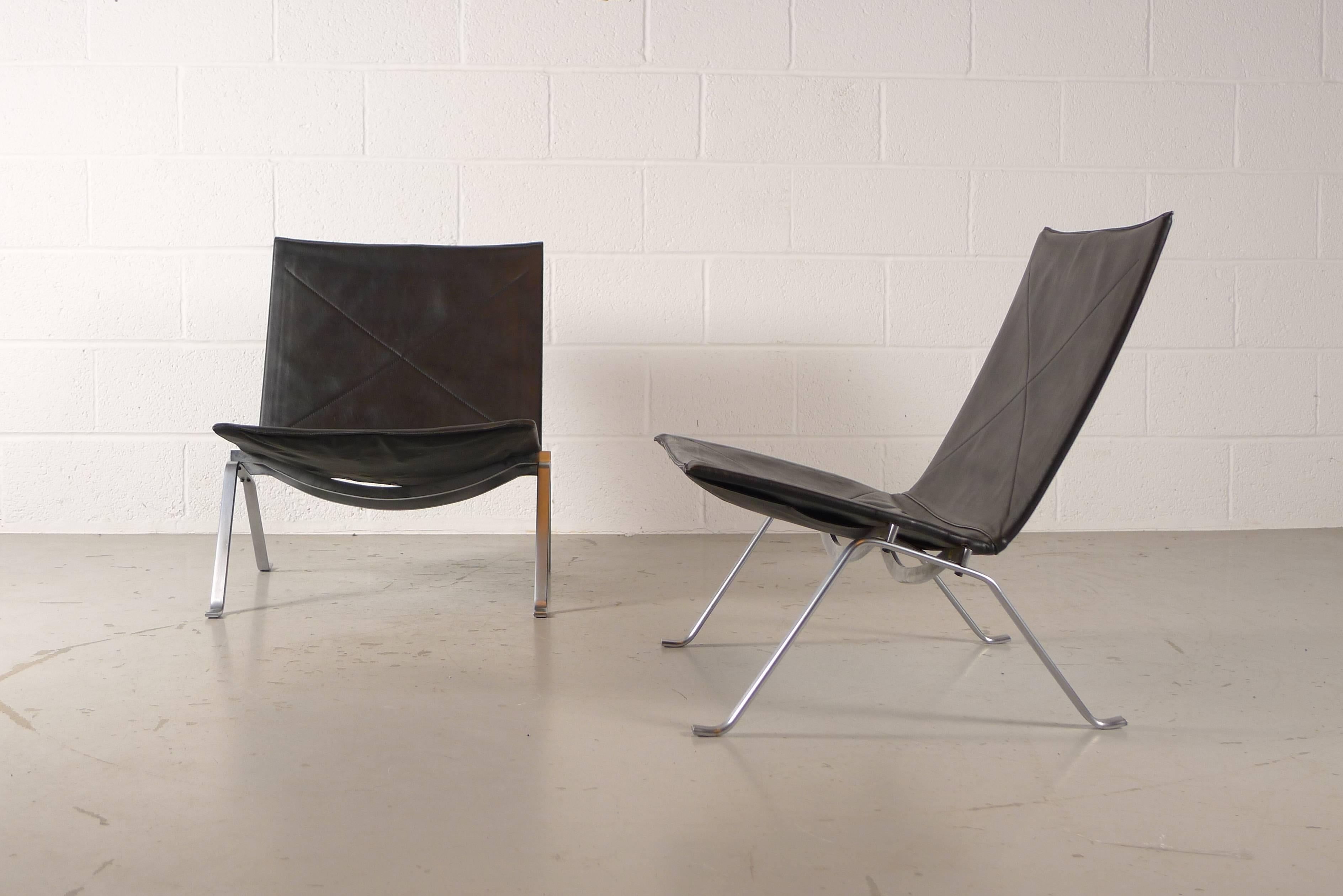 Mid-Century Modern Poul Kjaerholm Pair of PK-22 Chairs for E Kold Christensen, 1960s, Denmark