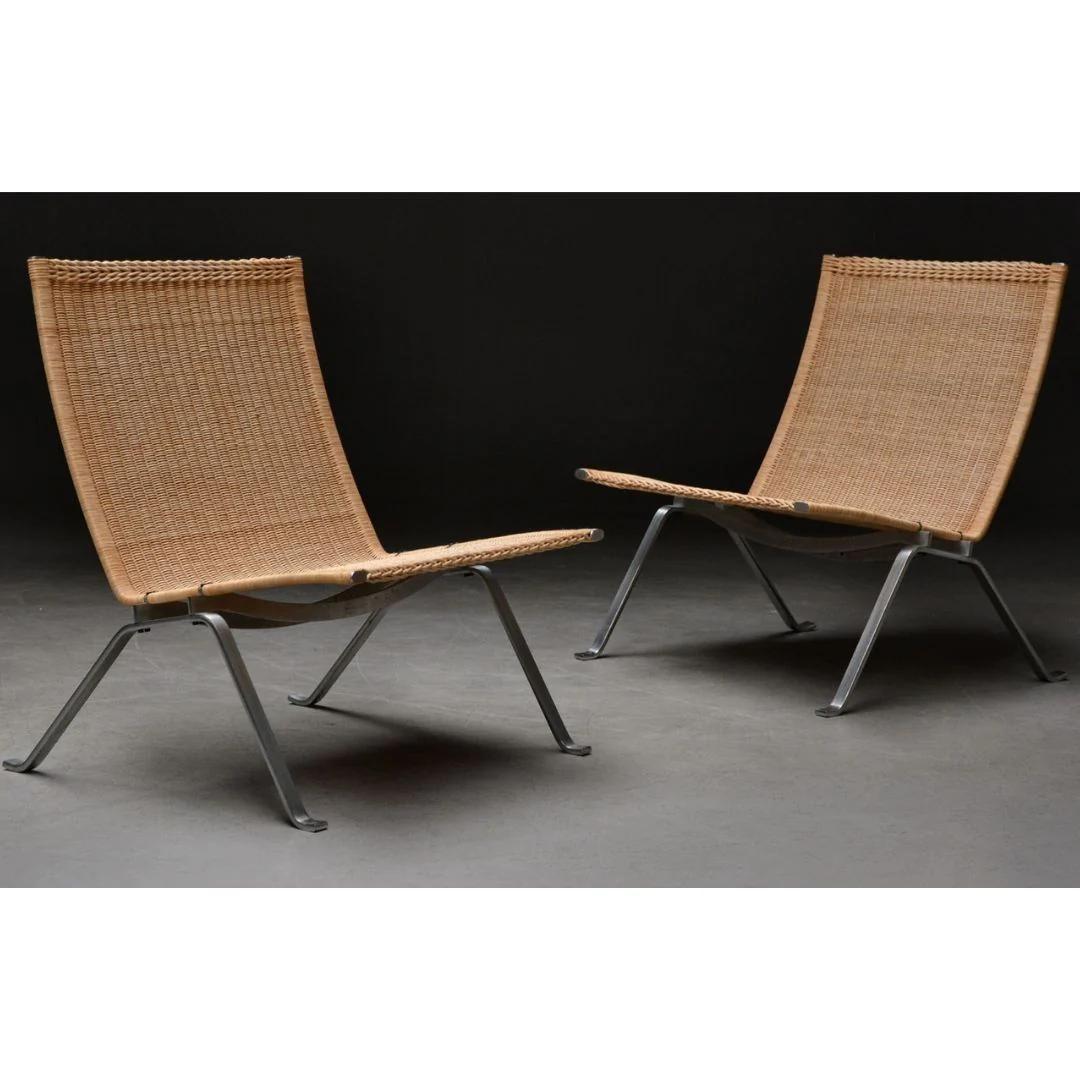 Danish Poul Kjærholm, Pair of PK22 Lounge Chairs, Denmark, 1985 For Sale