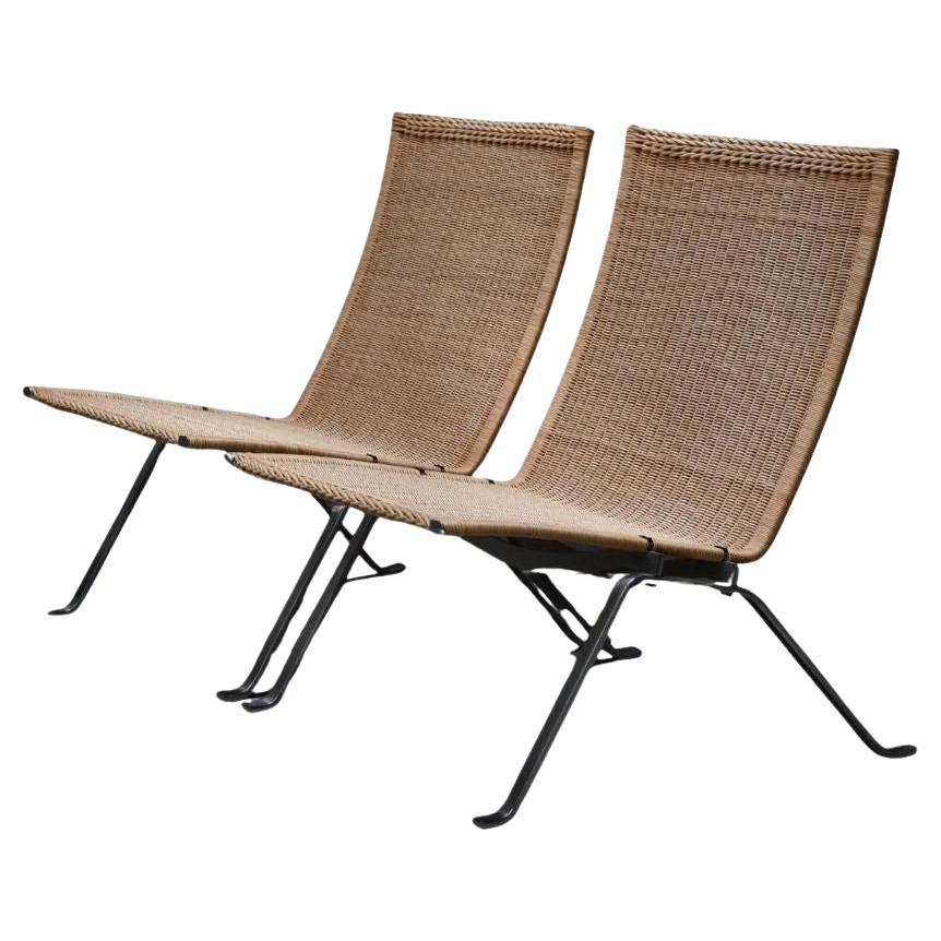 Poul Kjærholm, Pair of PK22 Lounge Chairs, Denmark, 1985 For Sale