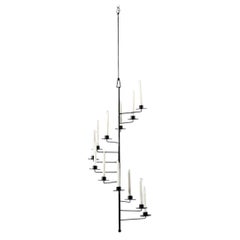 Candelabro a spirale in acciaio nero ispirato a "PK 101" di Poul Kjaerholm