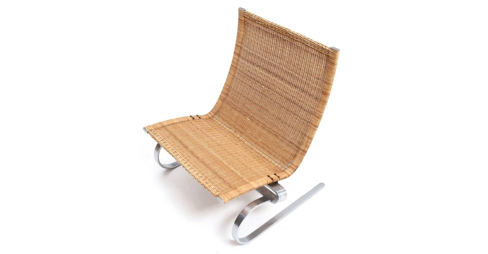 Mid-20th Century Poul Kjærholm “PK 20”, Easy Chair with Steel Frame, Woven Cane For Sale