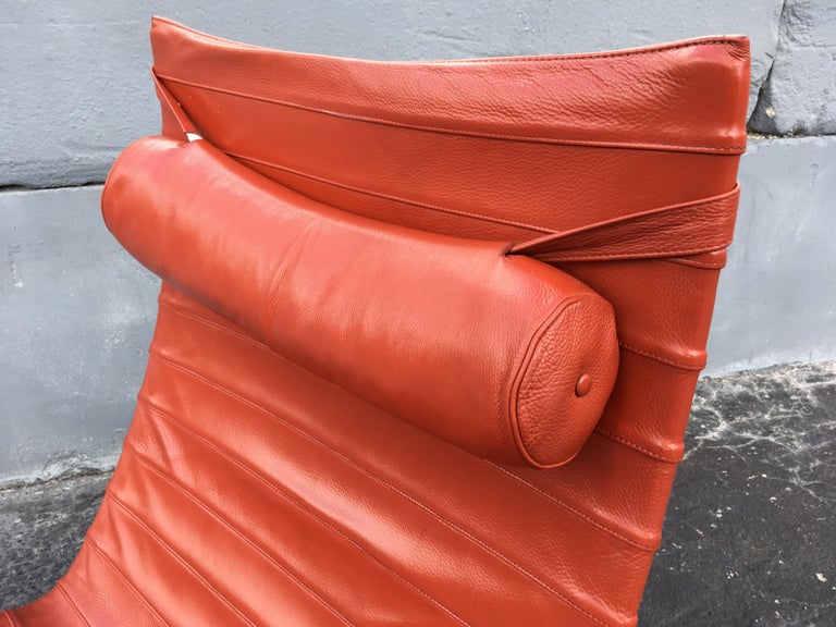 Poul Kjaerholm PK 20 Lounge Chair Red Orange Leather For Sale 3