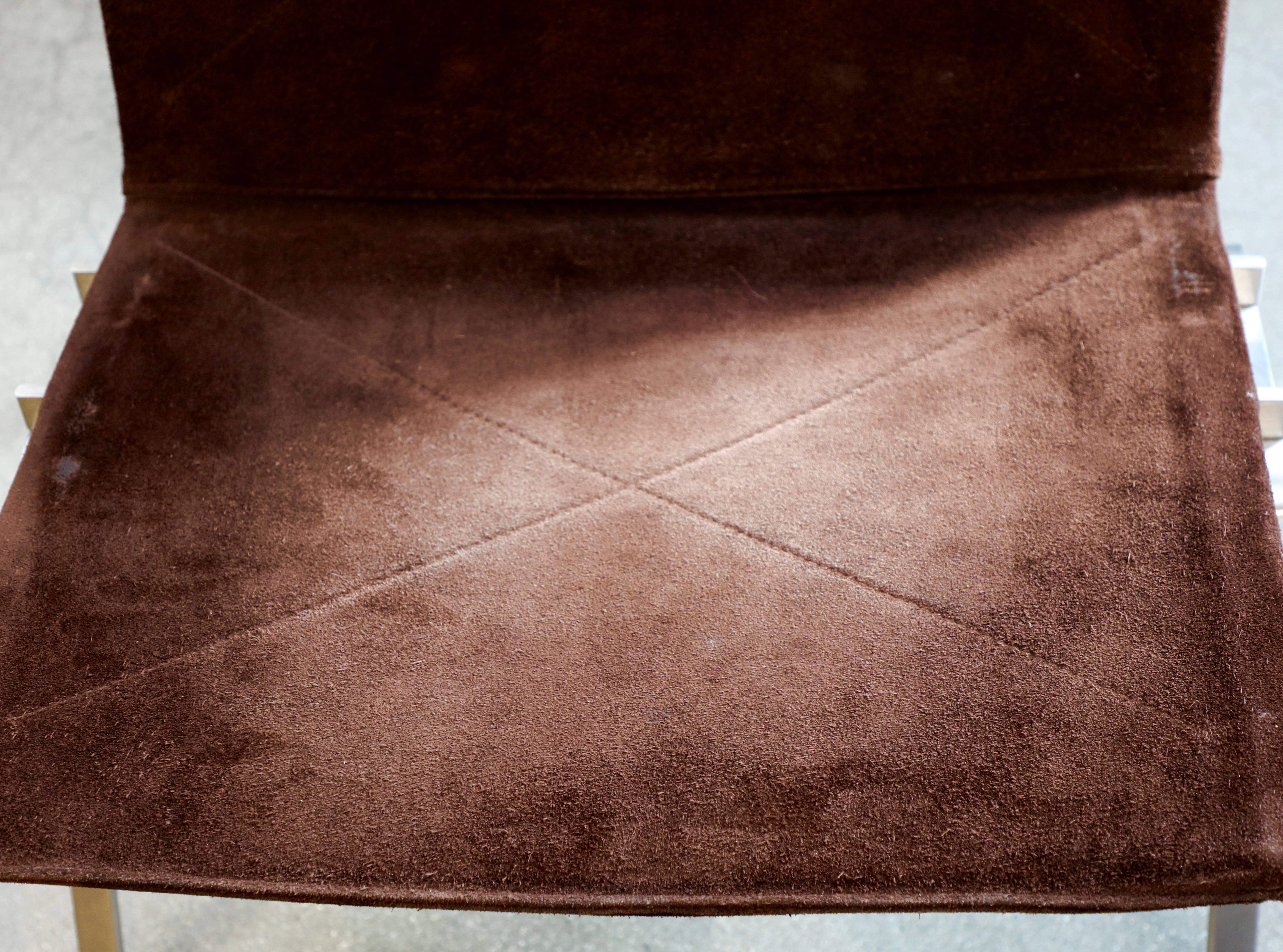 Poul Kjaerholm PK 22 Stuhl von Fritz Hansen in braunem Wildleder im Zustand „Gut“ in Palm Springs, CA