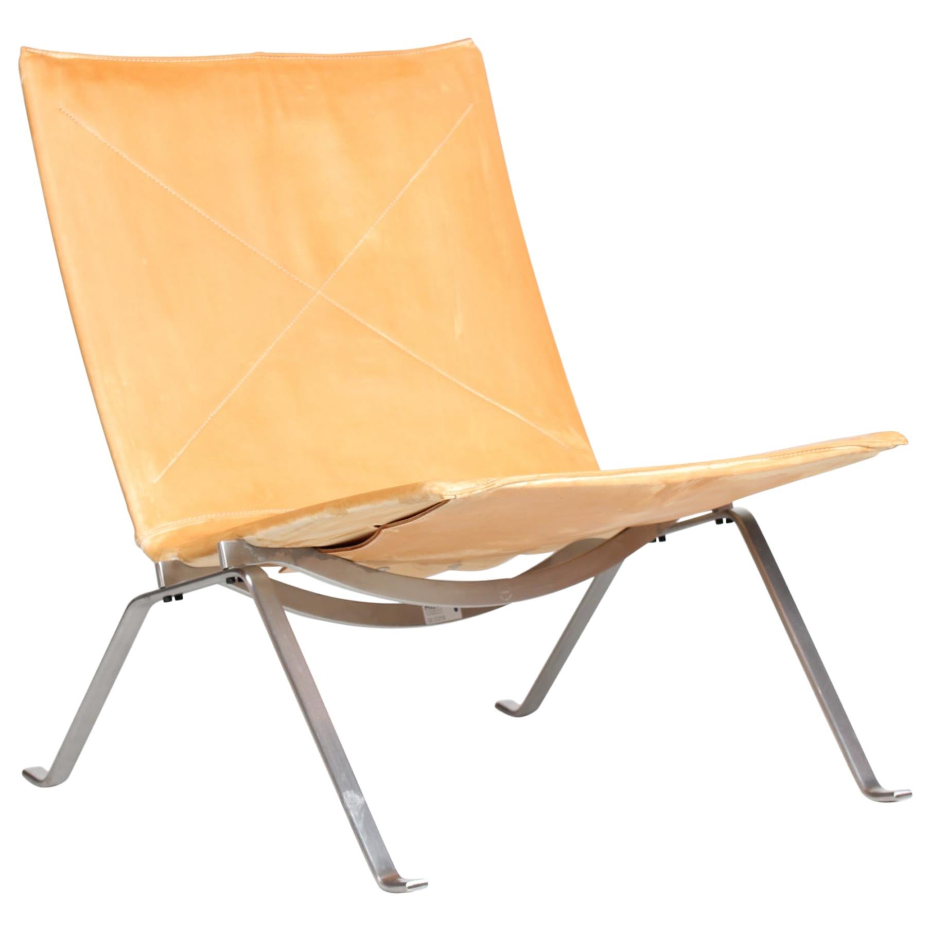 Poul Kjærholm PK 22 Lounge Chair with Cognac Leather by Fritz Hansen, 2001