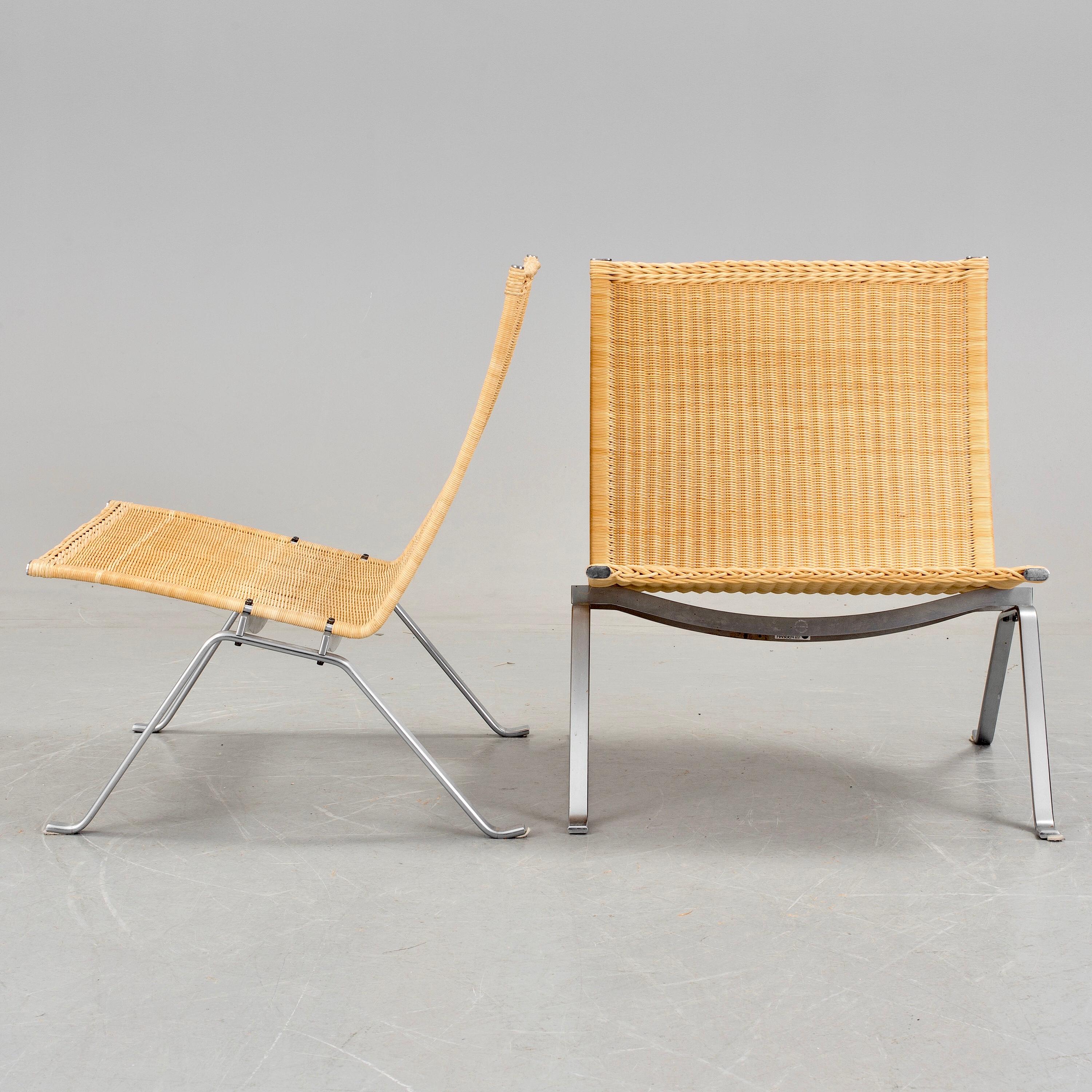 Scandinavian Modern Poul Kjærholm PK-22 Pair of Easy Chairs For Sale