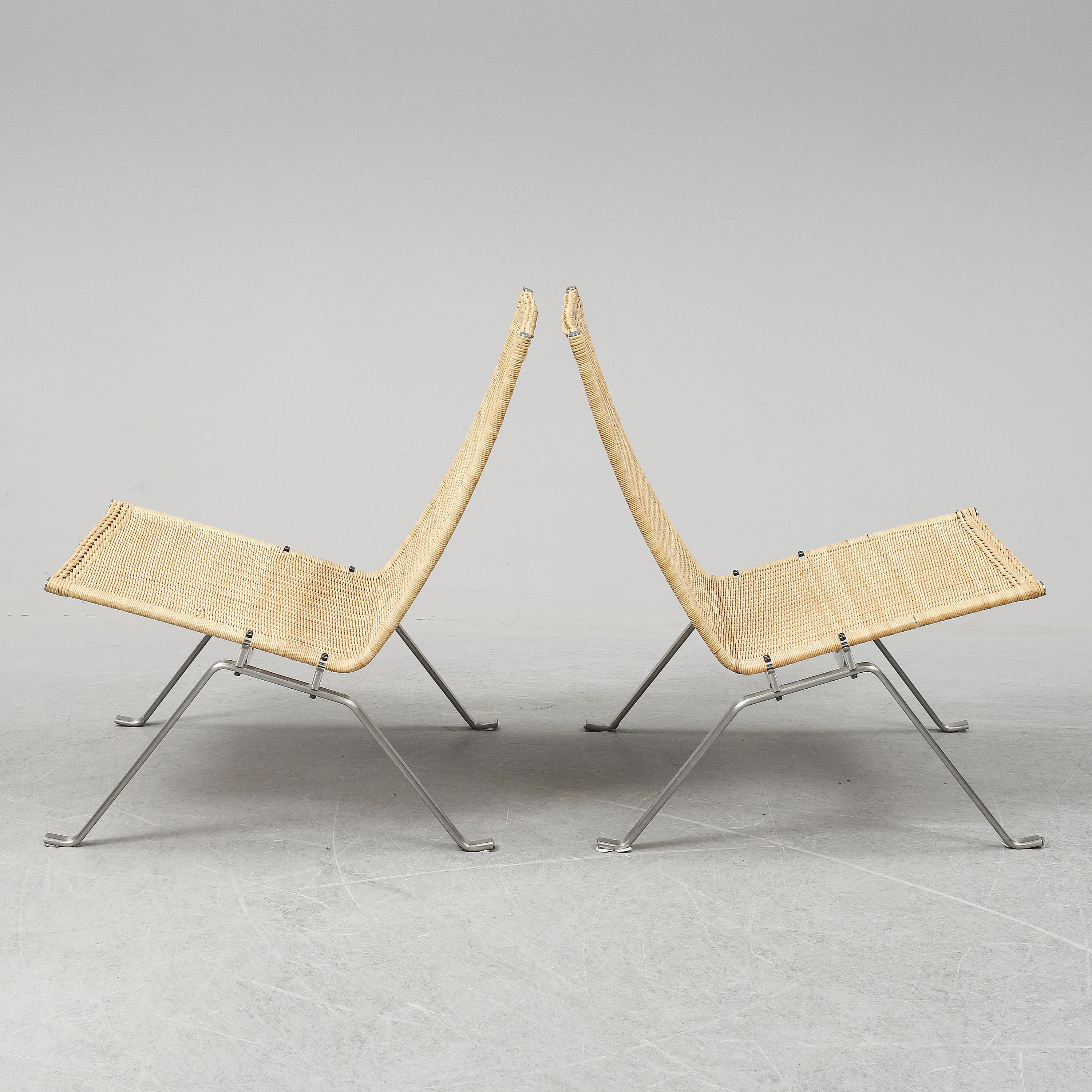 Scandinavian Modern Poul Kjaerholm PK-22 Pair of Easy Chairs For Sale