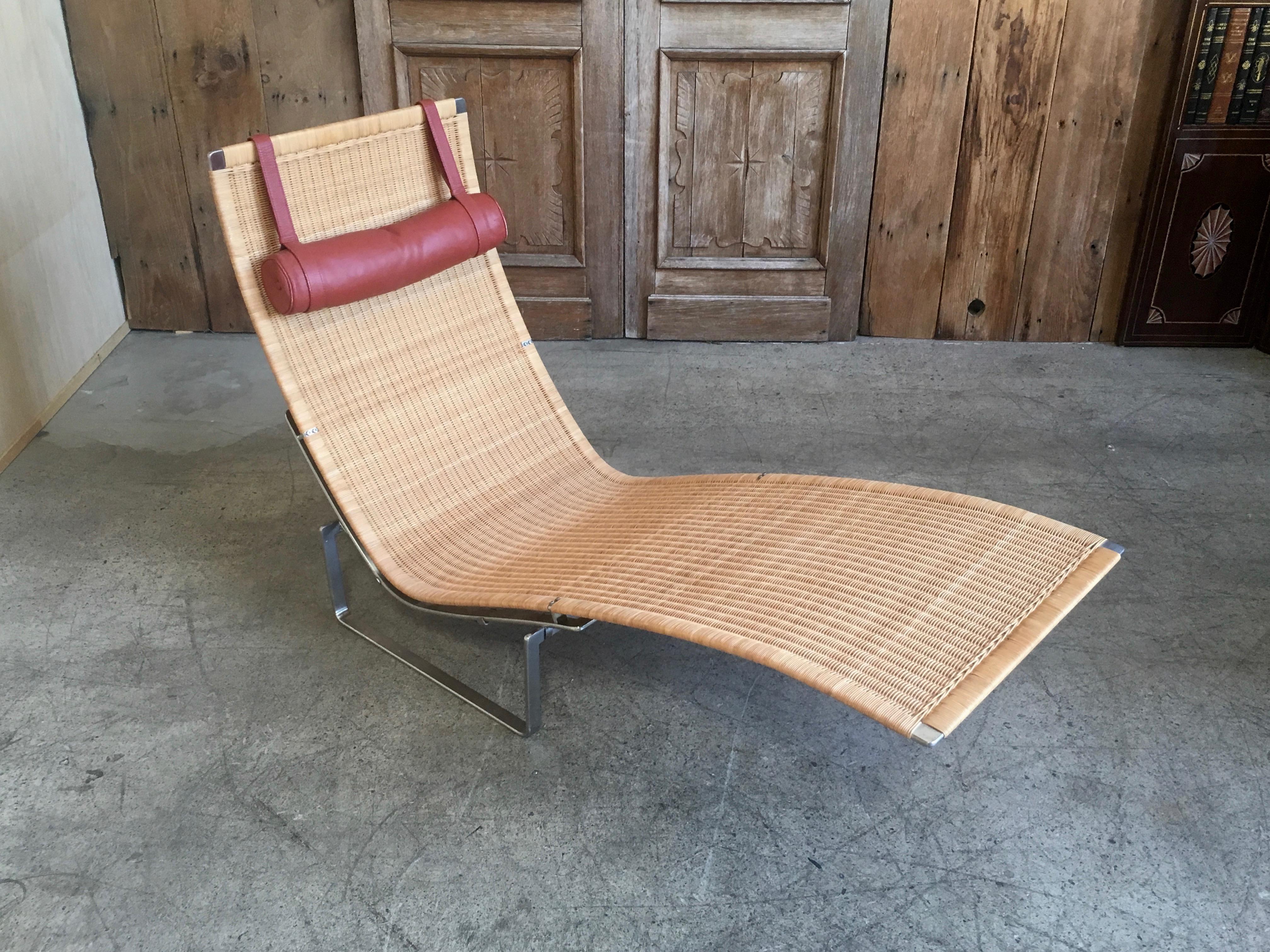 Poul Kjærholm PK 24 Chaise Longue with Wicker Seat for Fritz Hansen 3