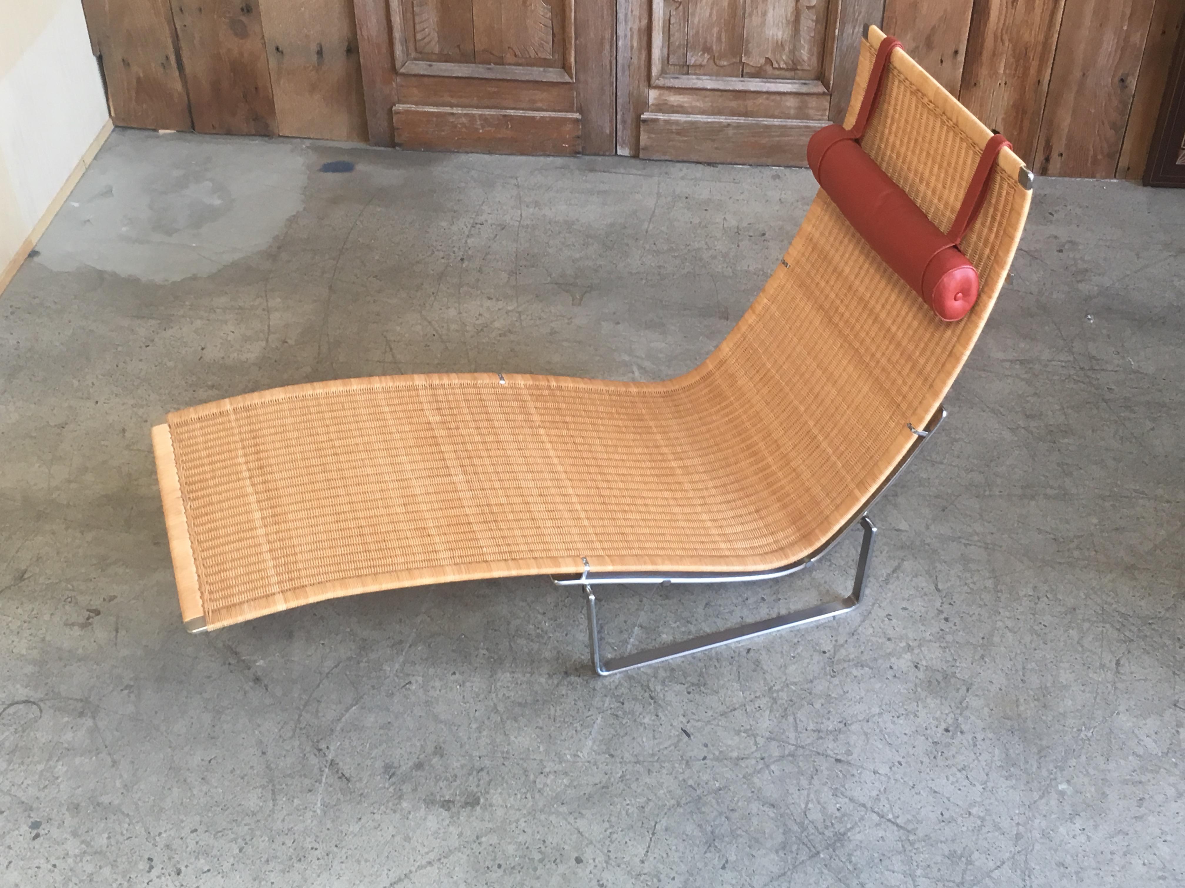 Poul Kjærholm PK 24 Chaise Longue with Wicker Seat for Fritz Hansen 1