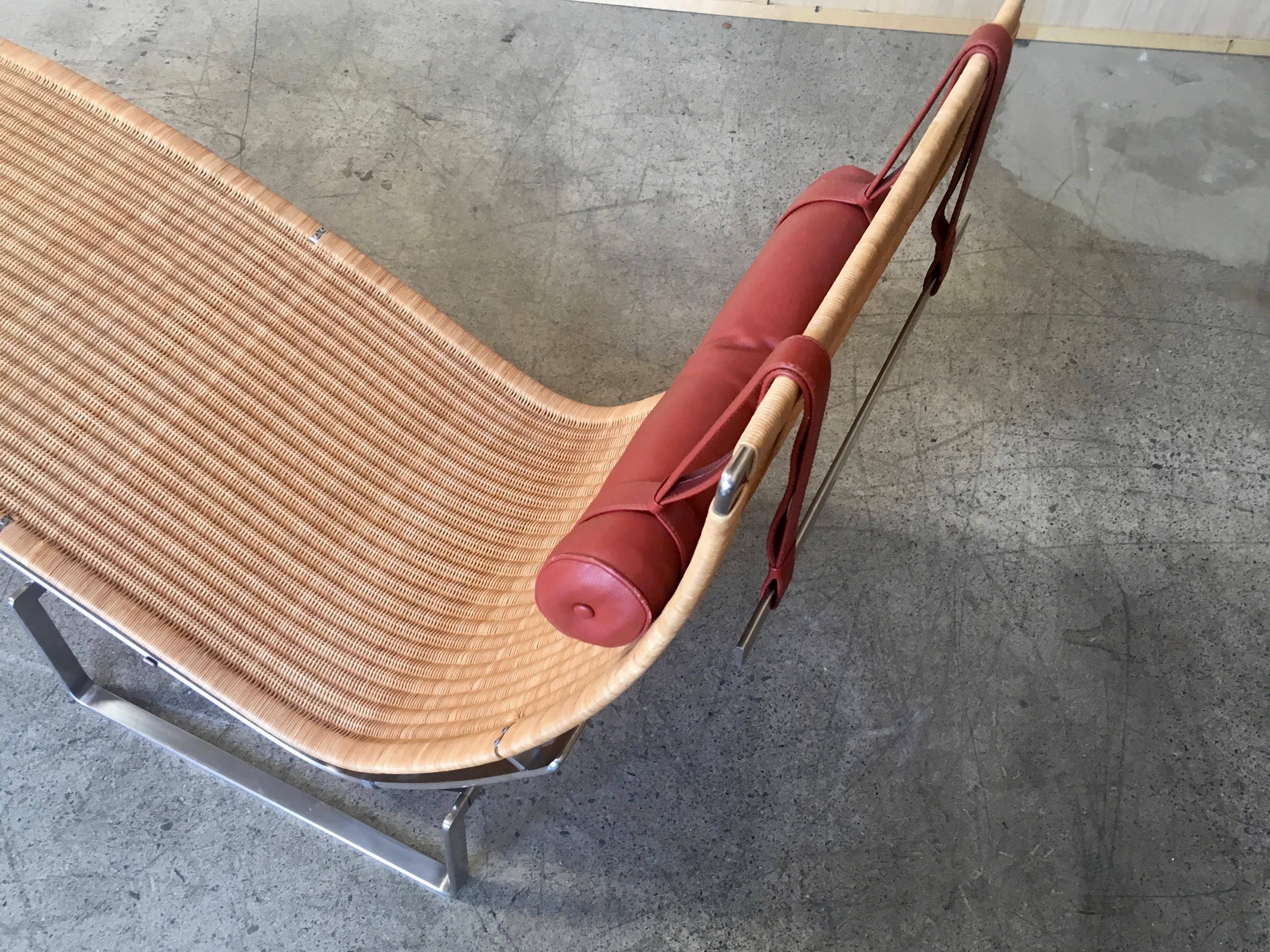 Poul Kjærholm PK 24 Chaise Lounge with Wicker Seat for Fritz Hansen In Good Condition In Denton, TX