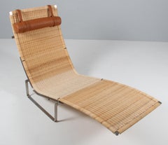 Poul Kjærholm PK 24 Chaise Lounge with Wicker Seat for Fritz Hansen