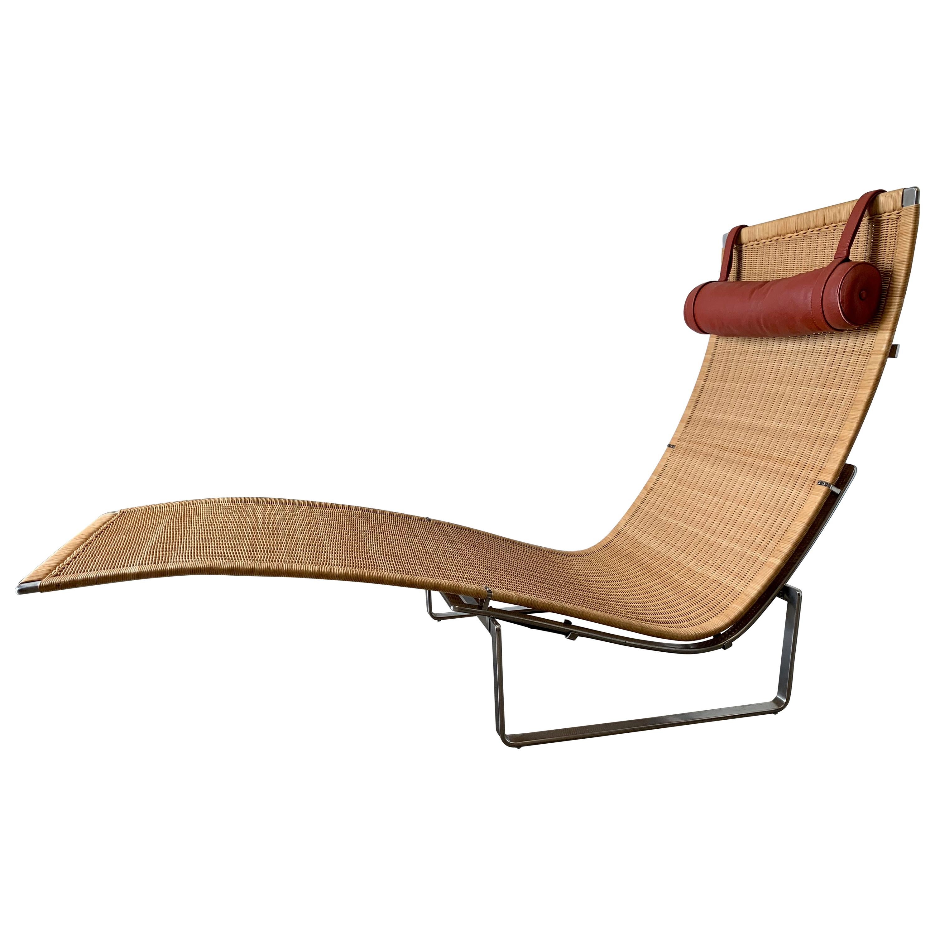 Poul Kjærholm PK 24 Chaise Lounge with Wicker Seat for Fritz Hansen