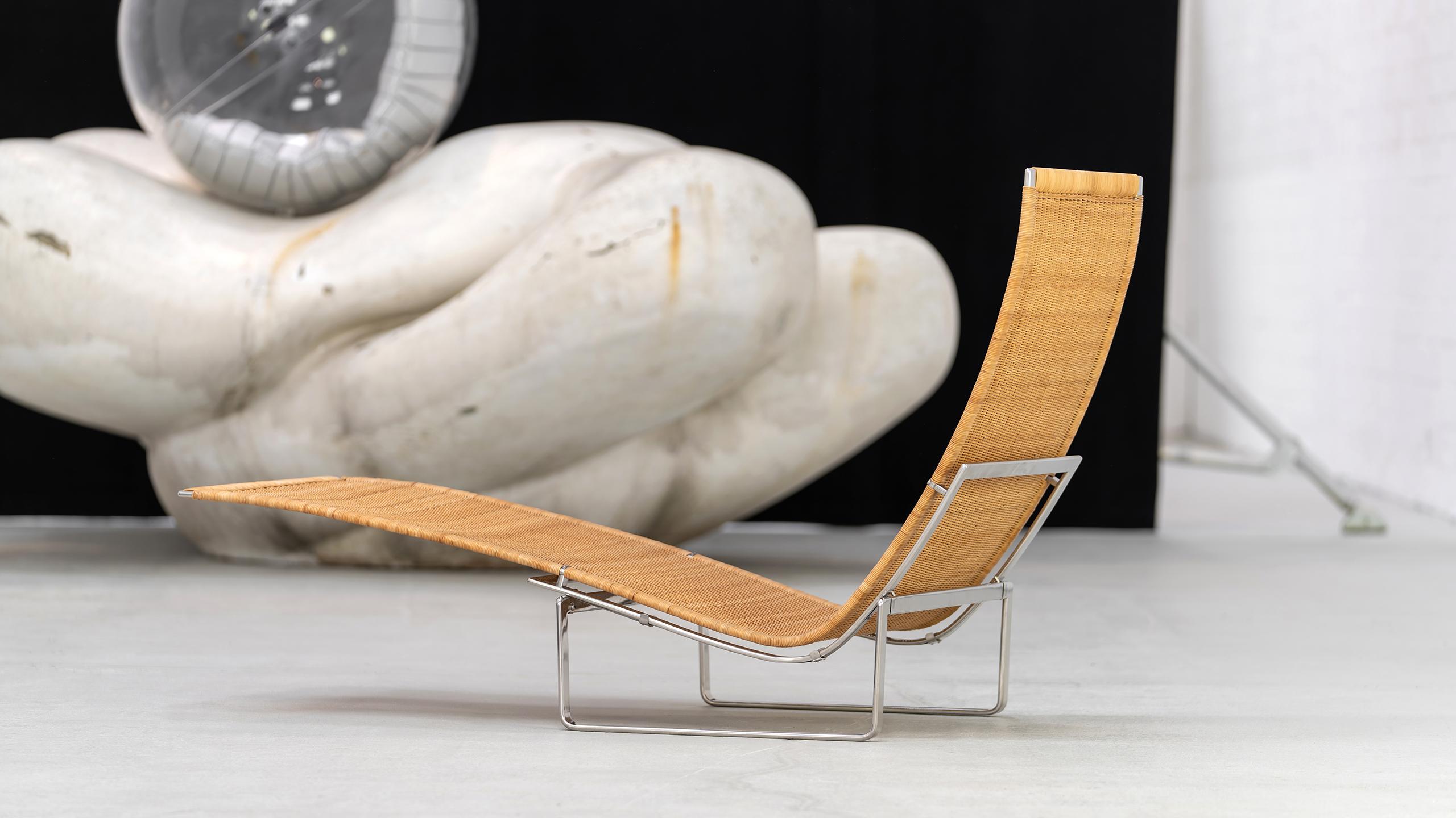 Scandinavian Modern Poul Kjærholm - PK 24 Lounge Chair 1994 by Fritz Hansen Recliner Chaise Longue