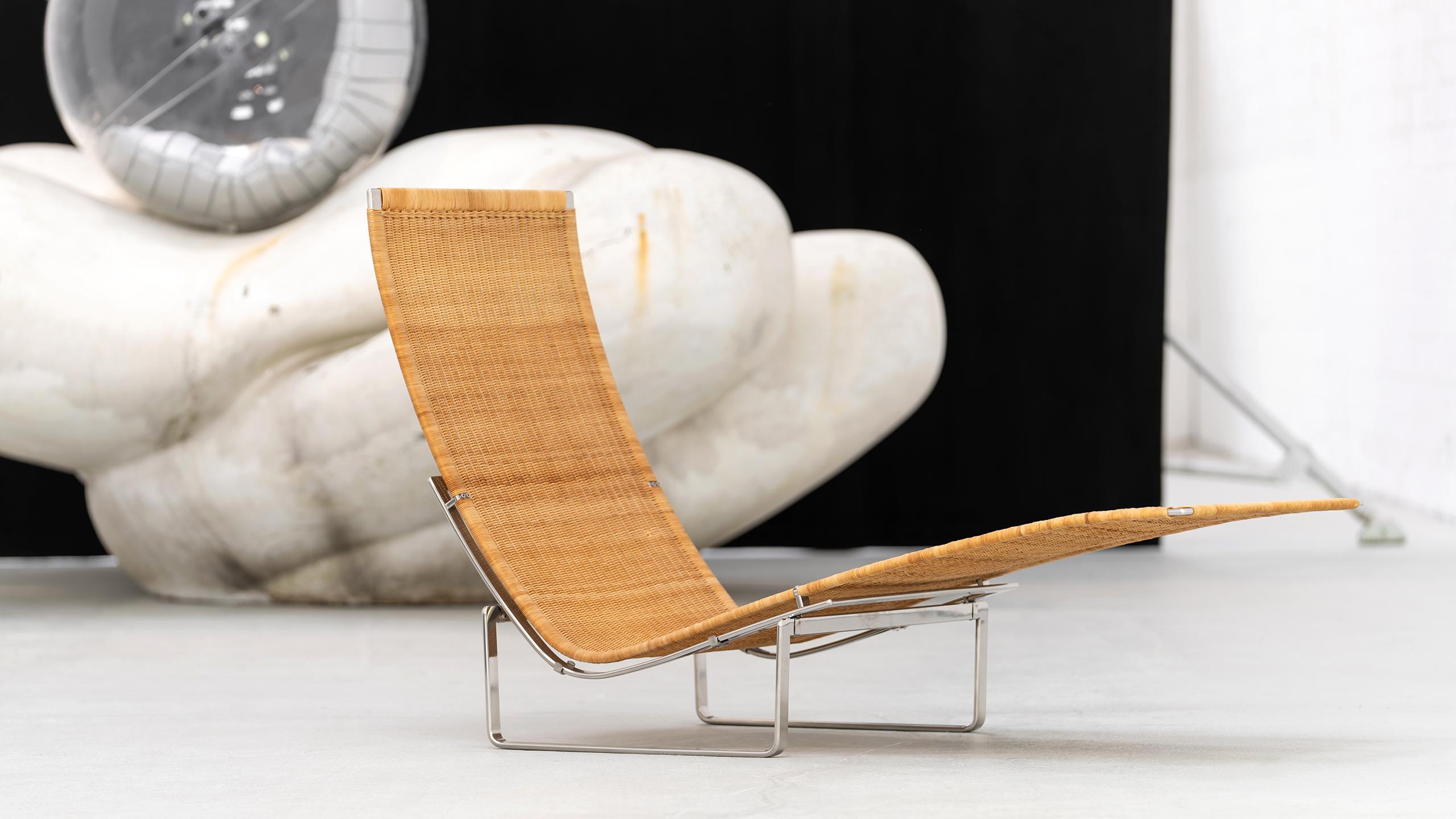 Stainless Steel Poul Kjærholm - PK 24 Lounge Chair 1994 by Fritz Hansen Recliner Chaise Longue