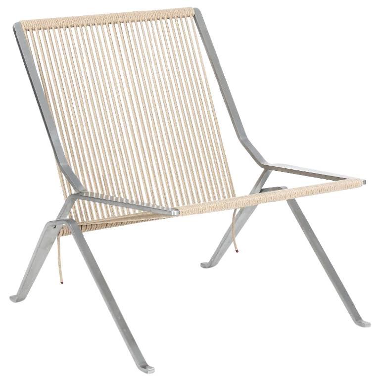 Poul Kjærholm “PK 25” Lounge Chair with Stainless Steel Frame For Sale