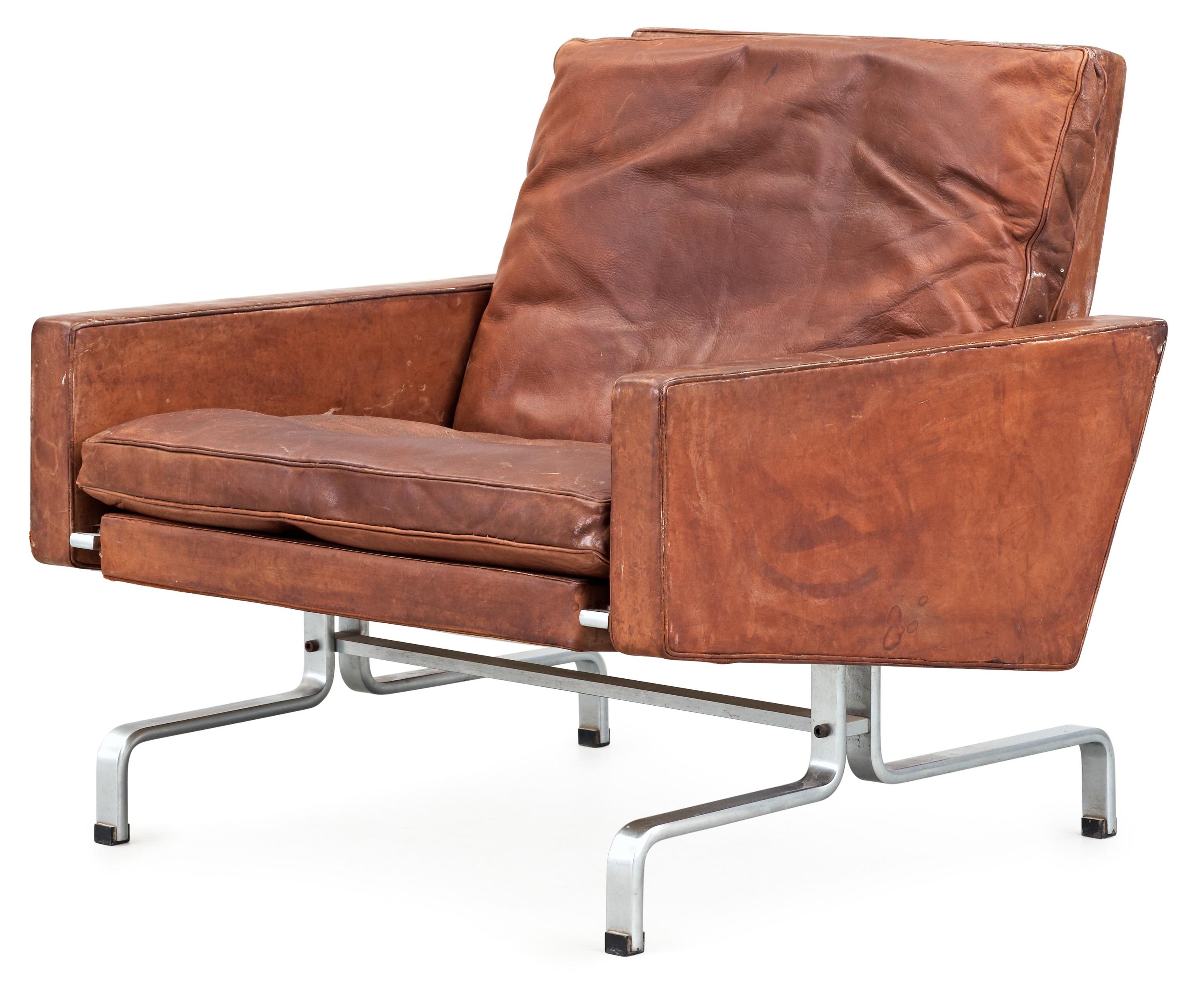 Poul Kjaerholm pair of PK-31/1 Lounge Chairs in Cognac Leather, design from 1958.